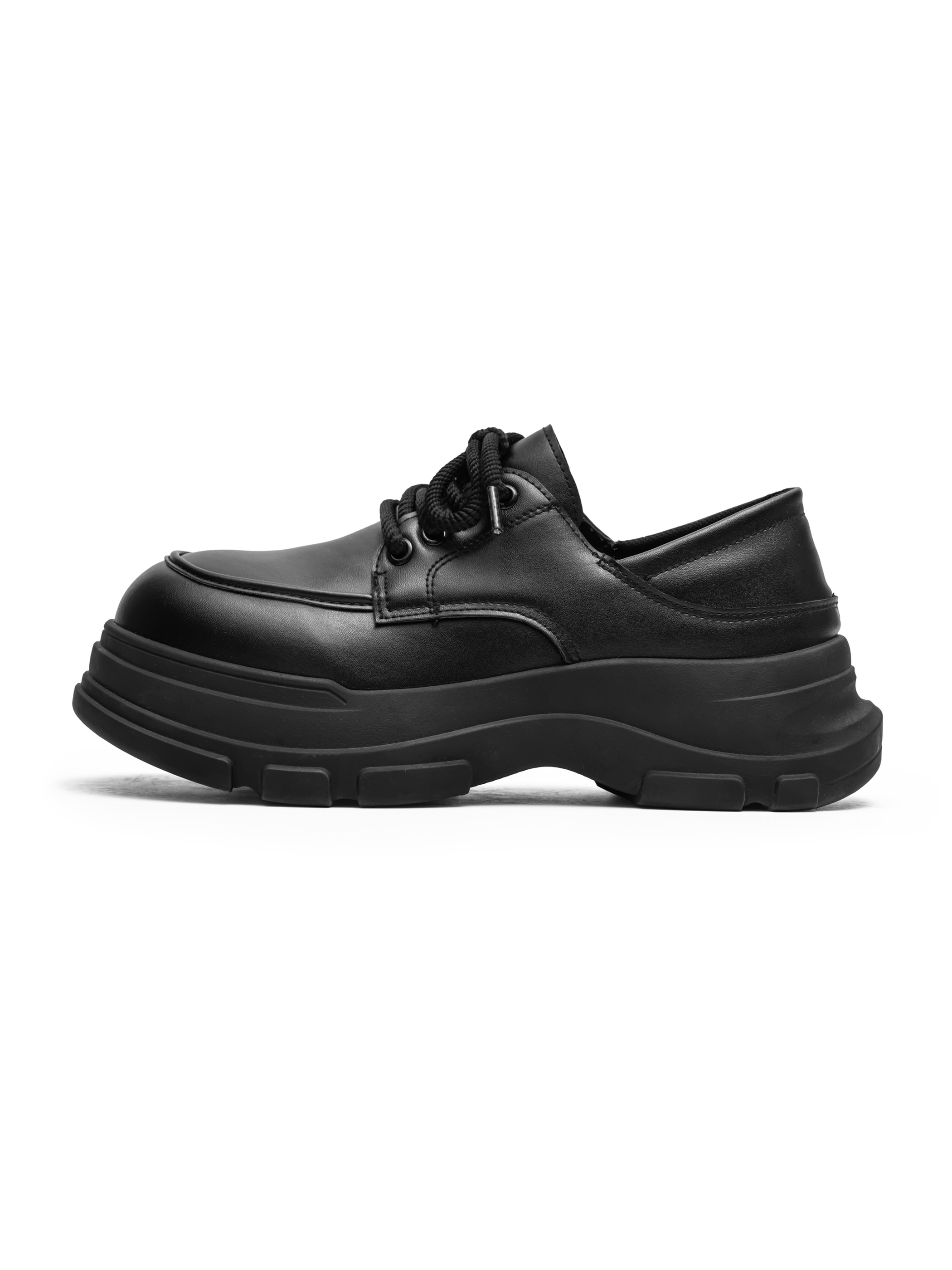 Black Lace-Up Casual Shoes with Chunky Sole
