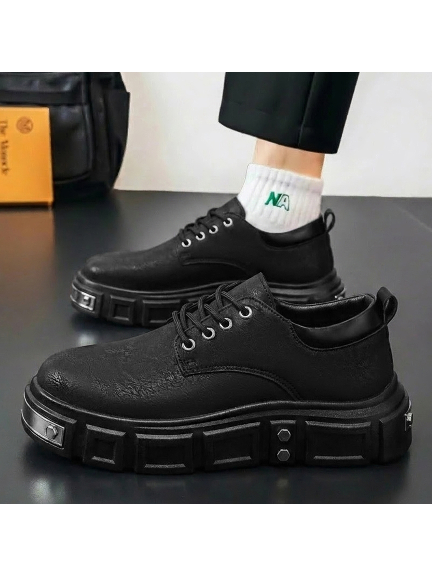 Black Casual Lace-Up Shoes