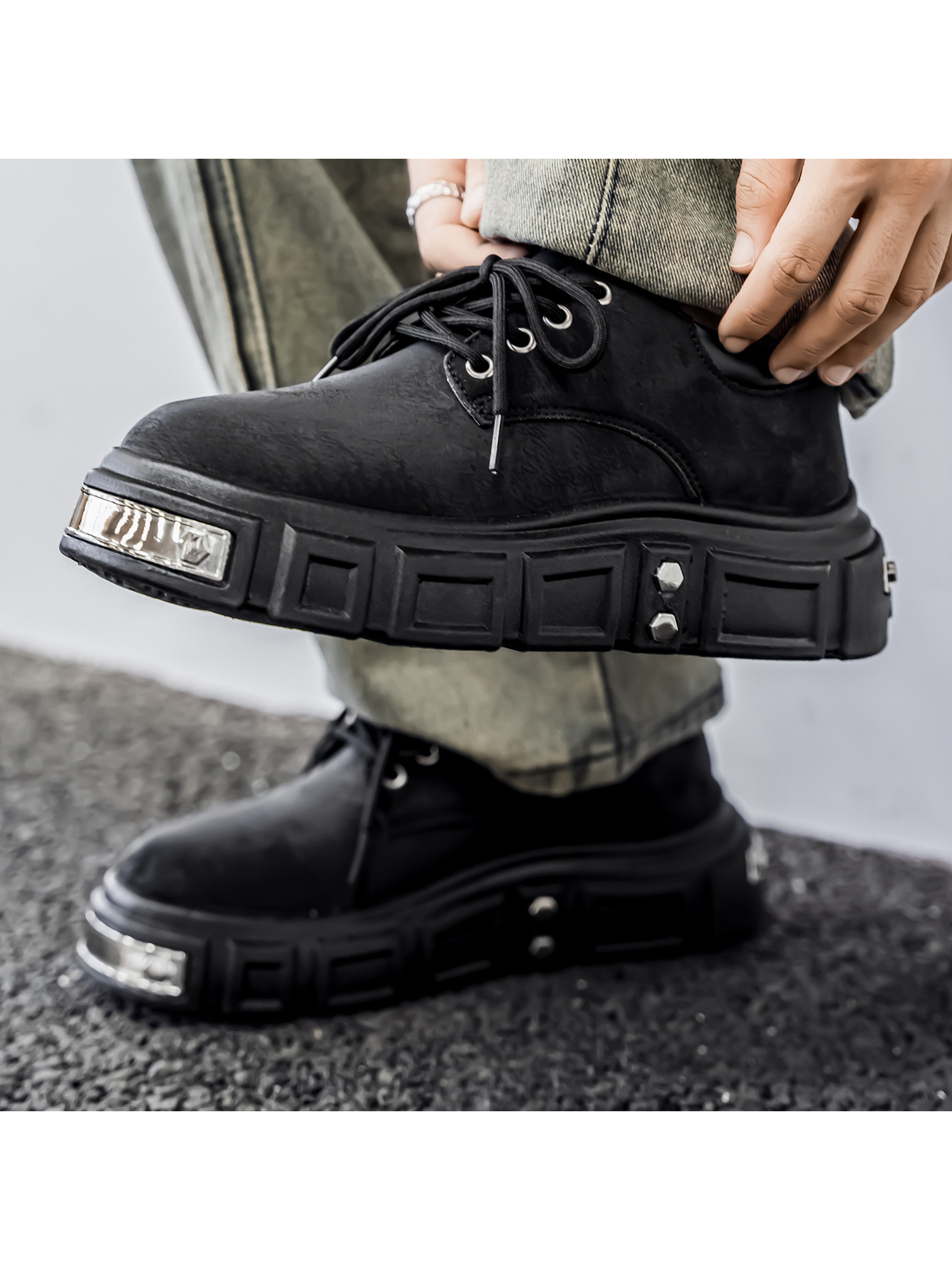 Black Casual Lace-Up Shoes