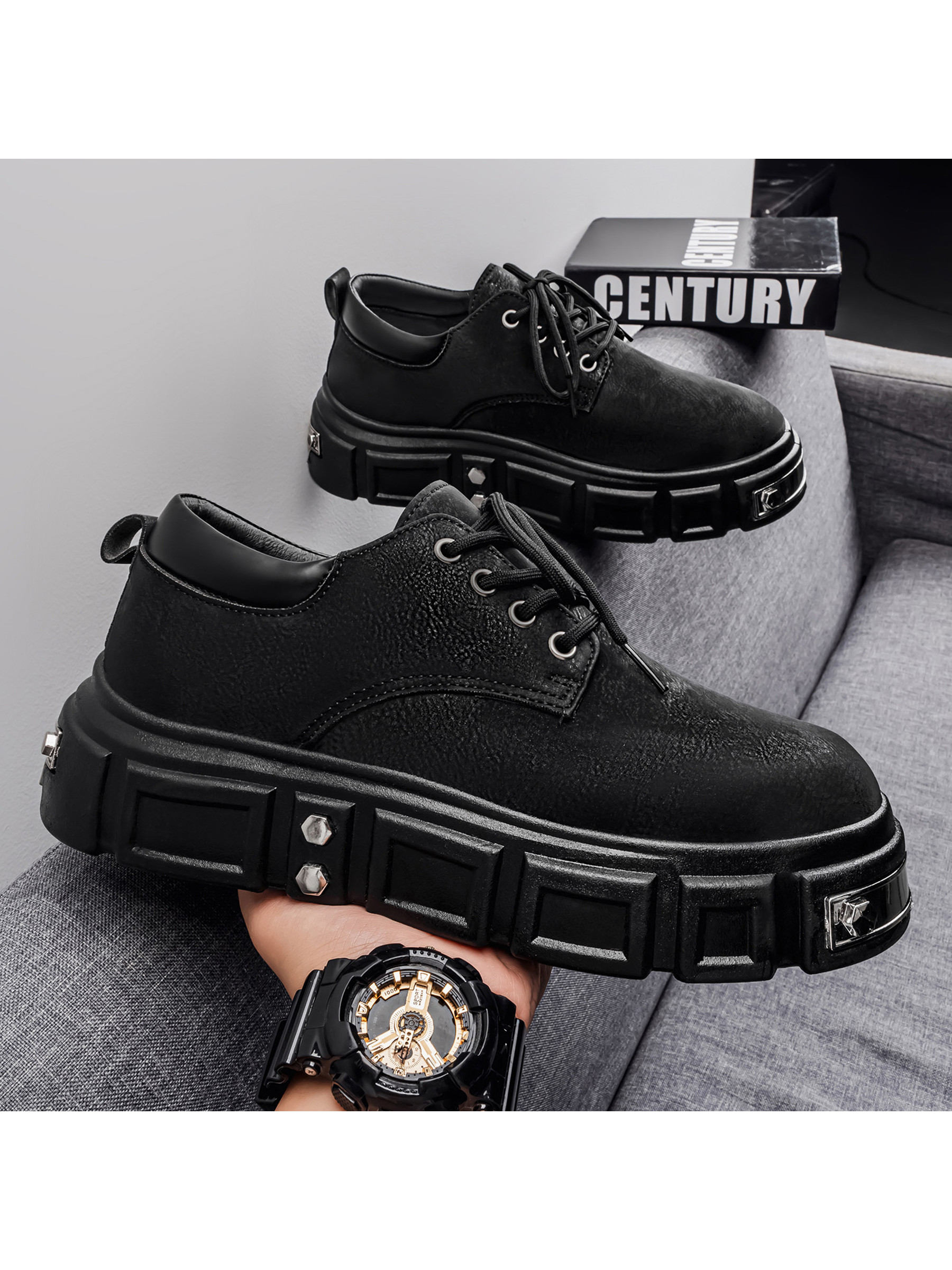 Black Casual Lace-Up Shoes