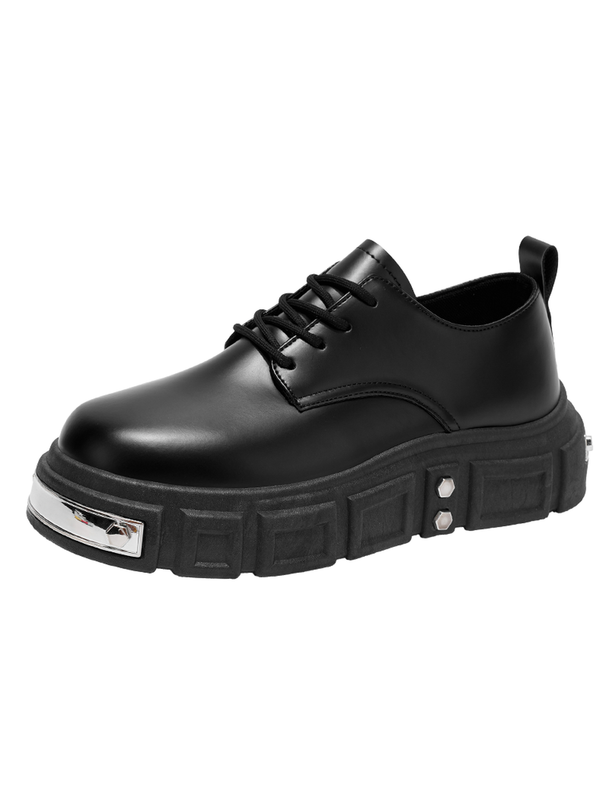 Black Lace-Up Casual Shoes with Chunky Sole