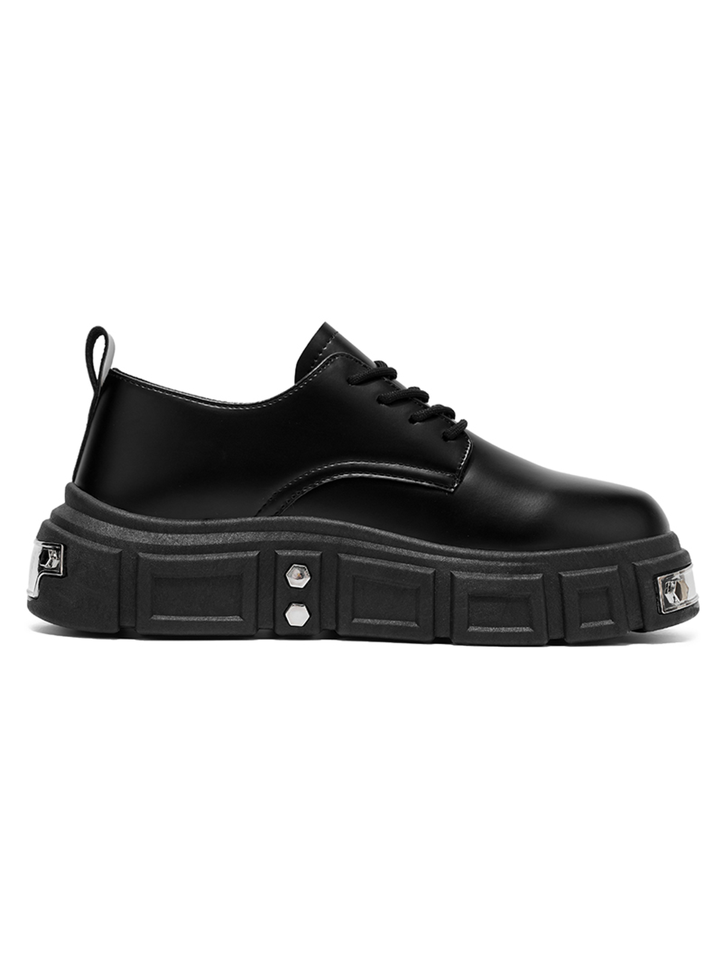 Black Lace-Up Casual Shoes with Chunky Sole