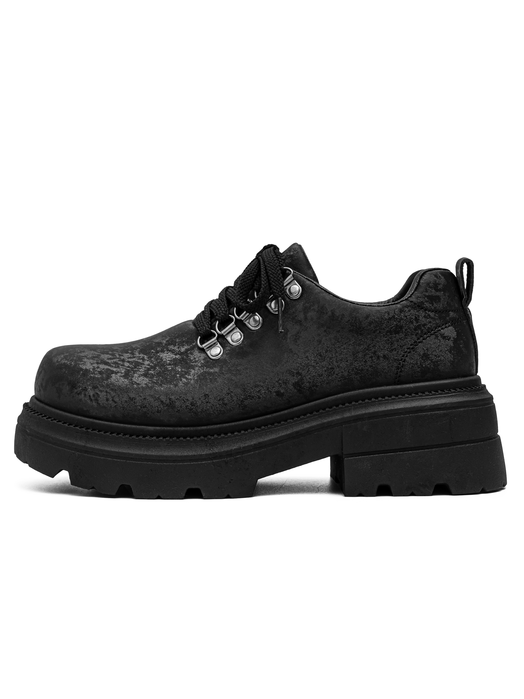 Black Platform Lace-Up Casual Shoes