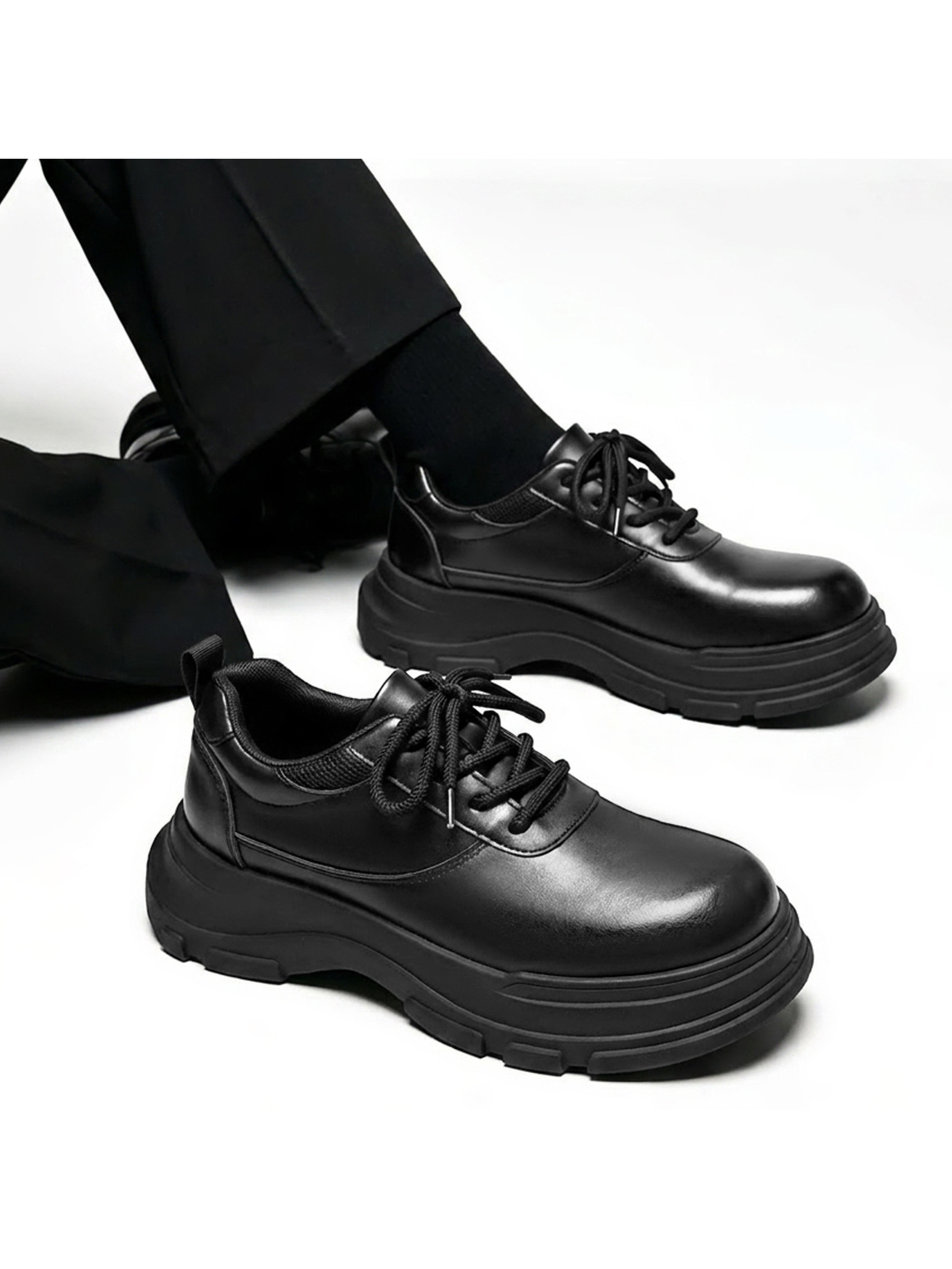 Black Chunky Sole Casual Shoes