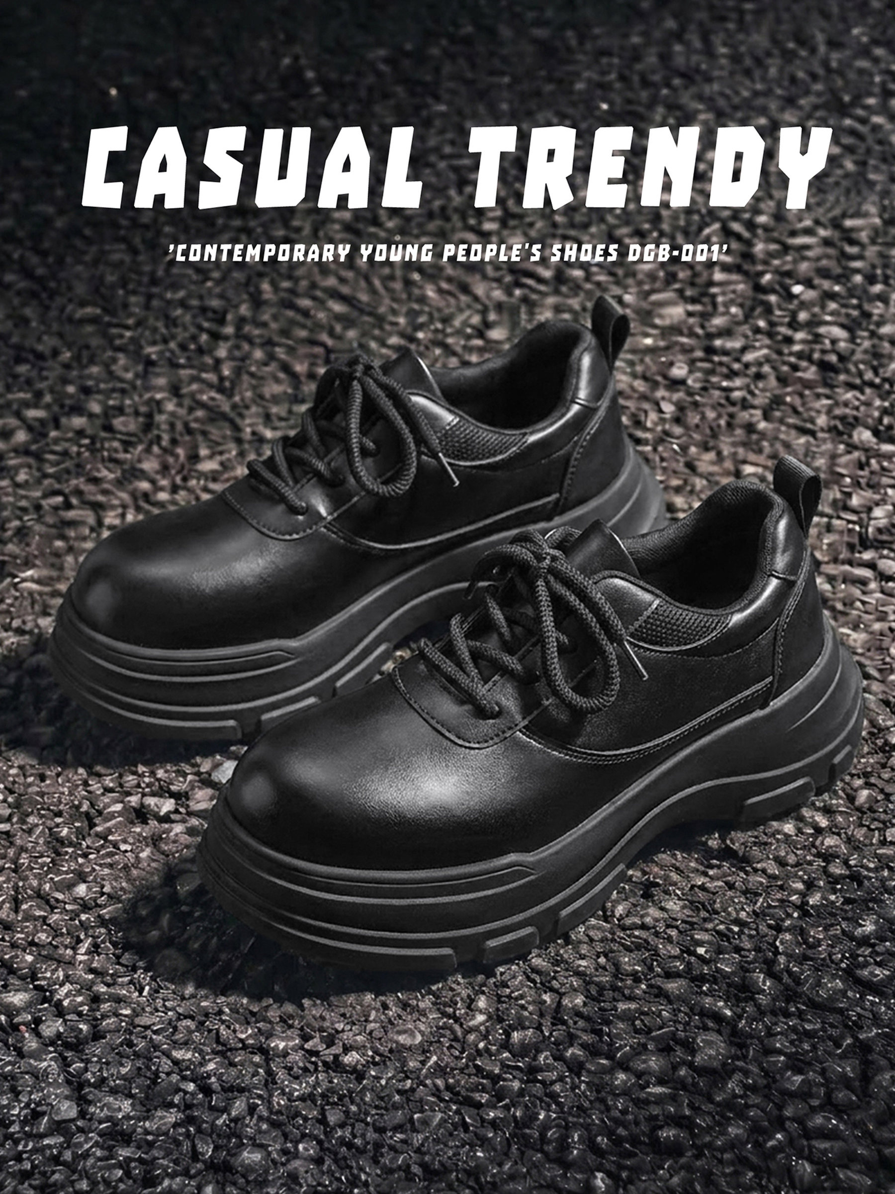Black Chunky Sole Casual Shoes