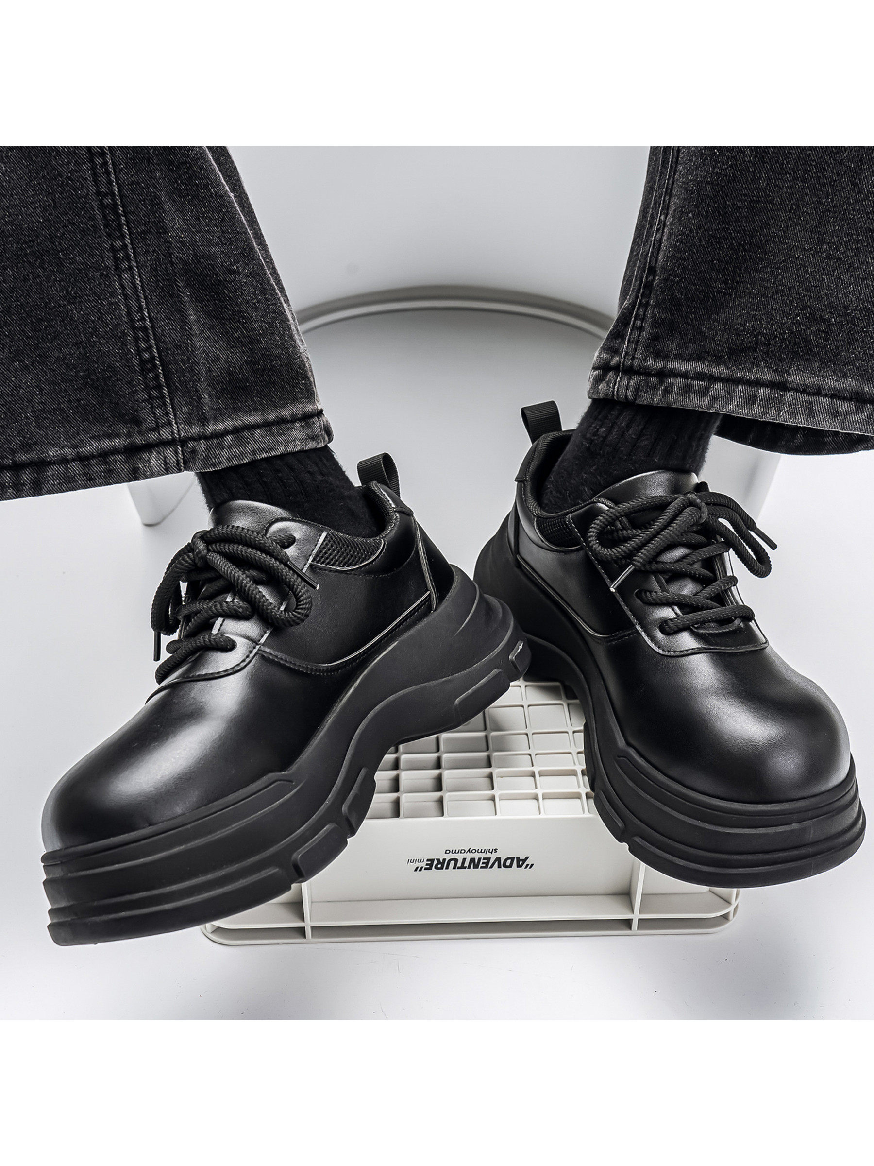 Black Chunky Sole Casual Shoes