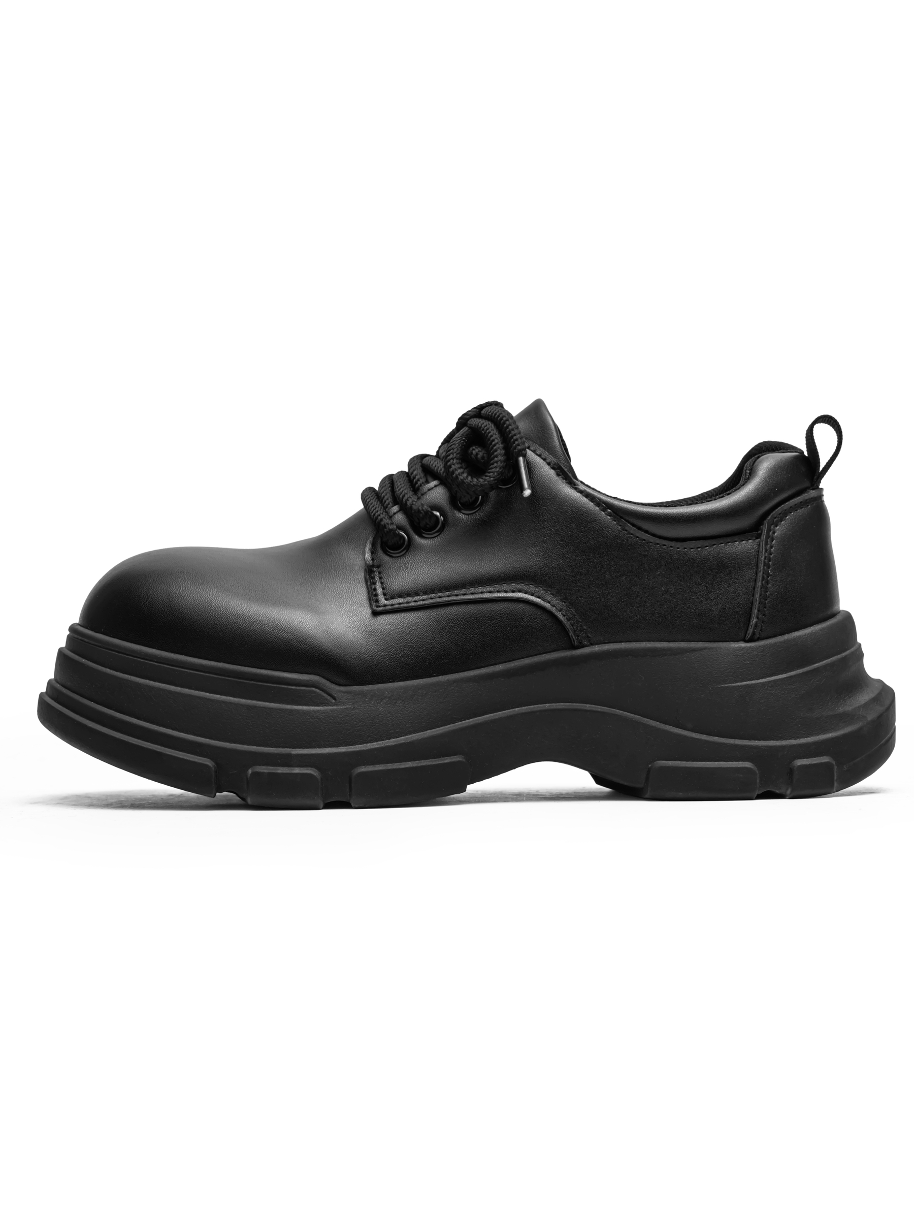 Black Casual Derby Shoes with Chunky Sole