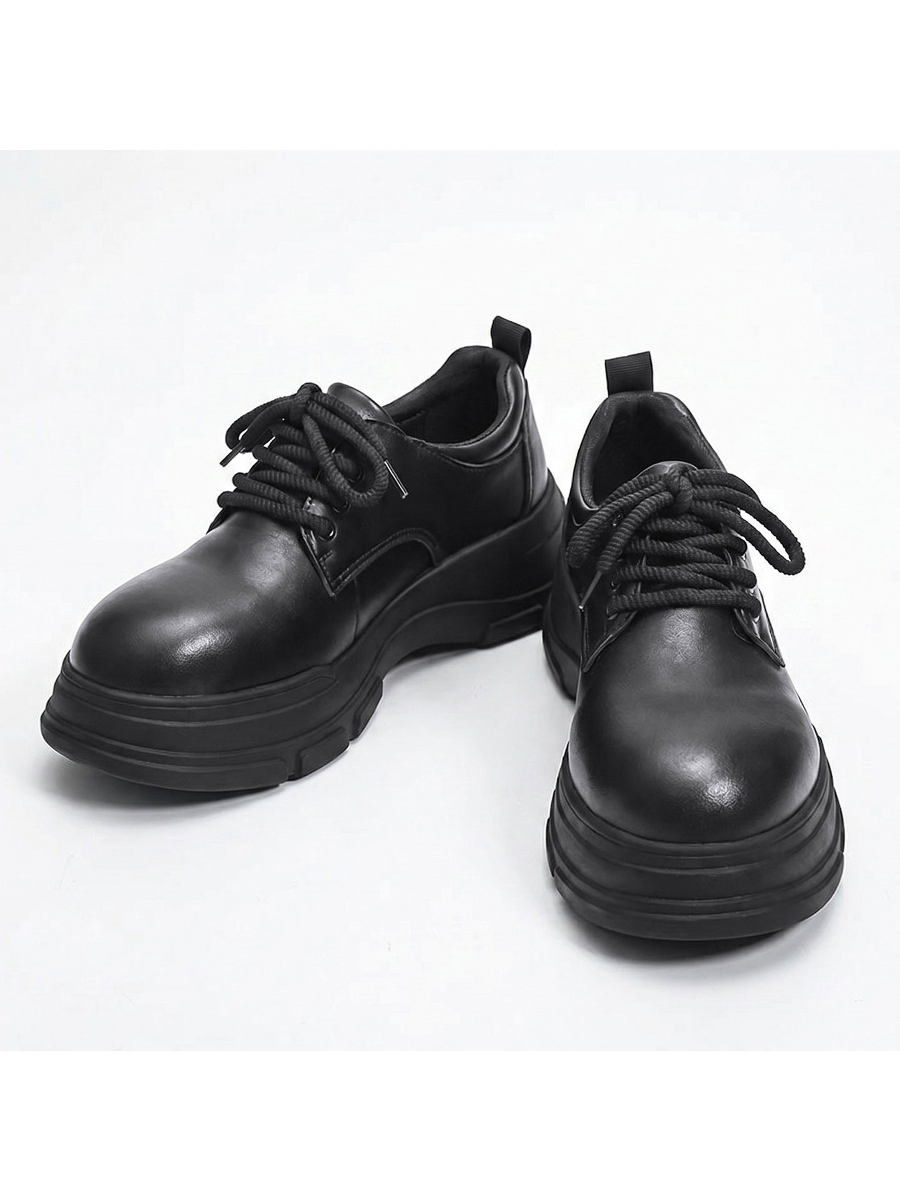 Black Casual Derby Shoes with Chunky Sole