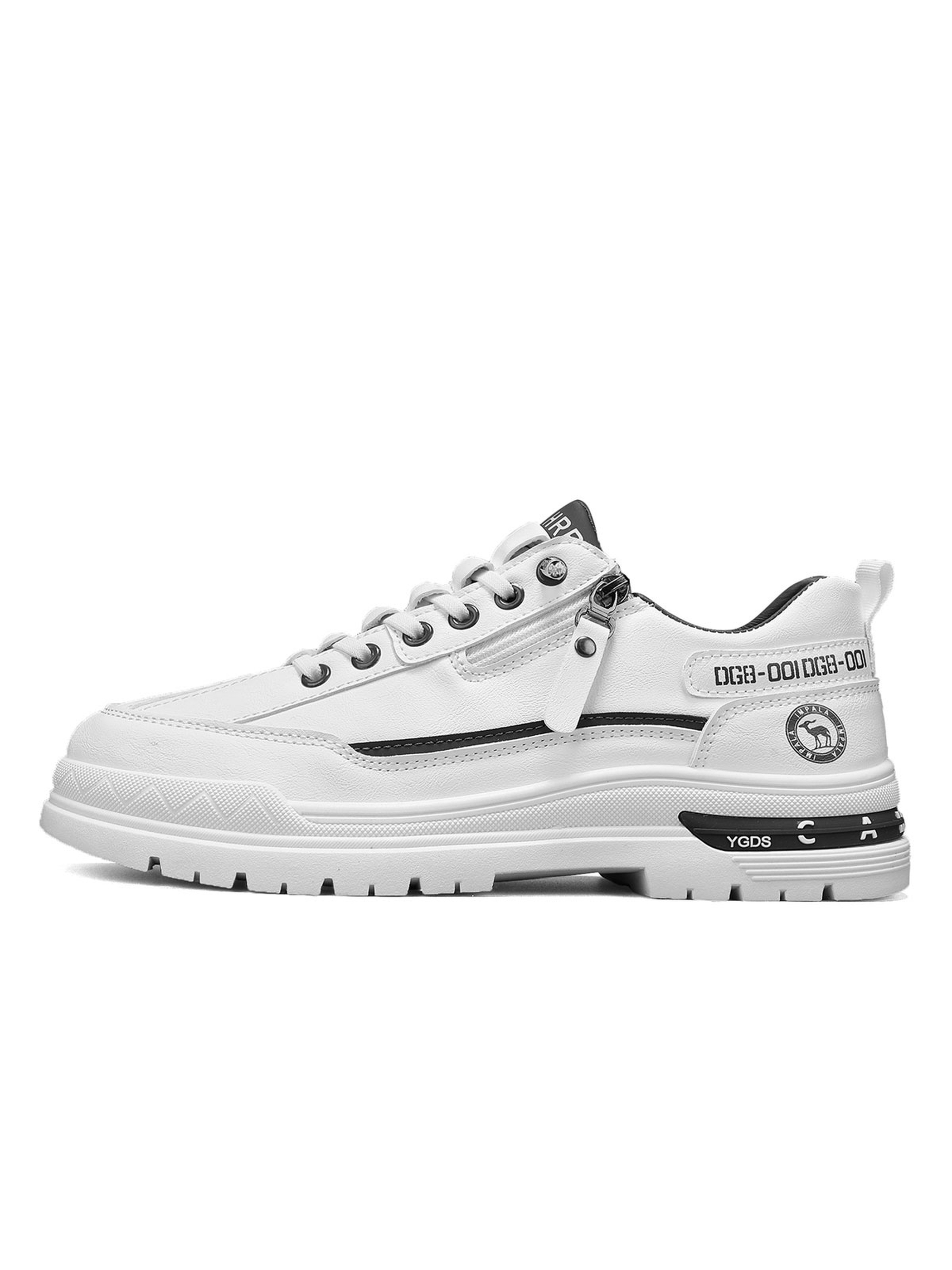 Men Grey Casual Sneakers with Zipper Detail