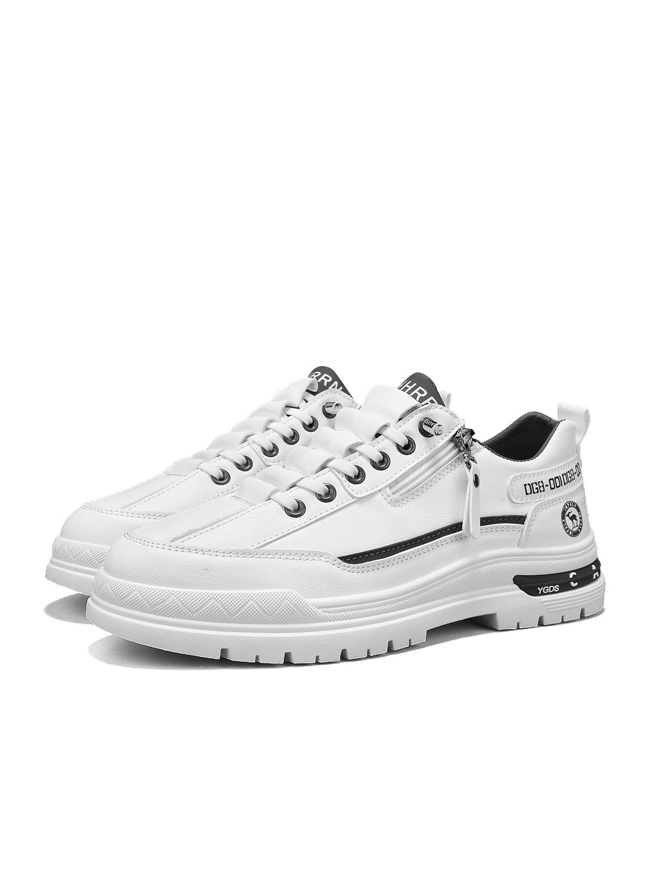 Men Grey Casual Sneakers with Zipper Detail