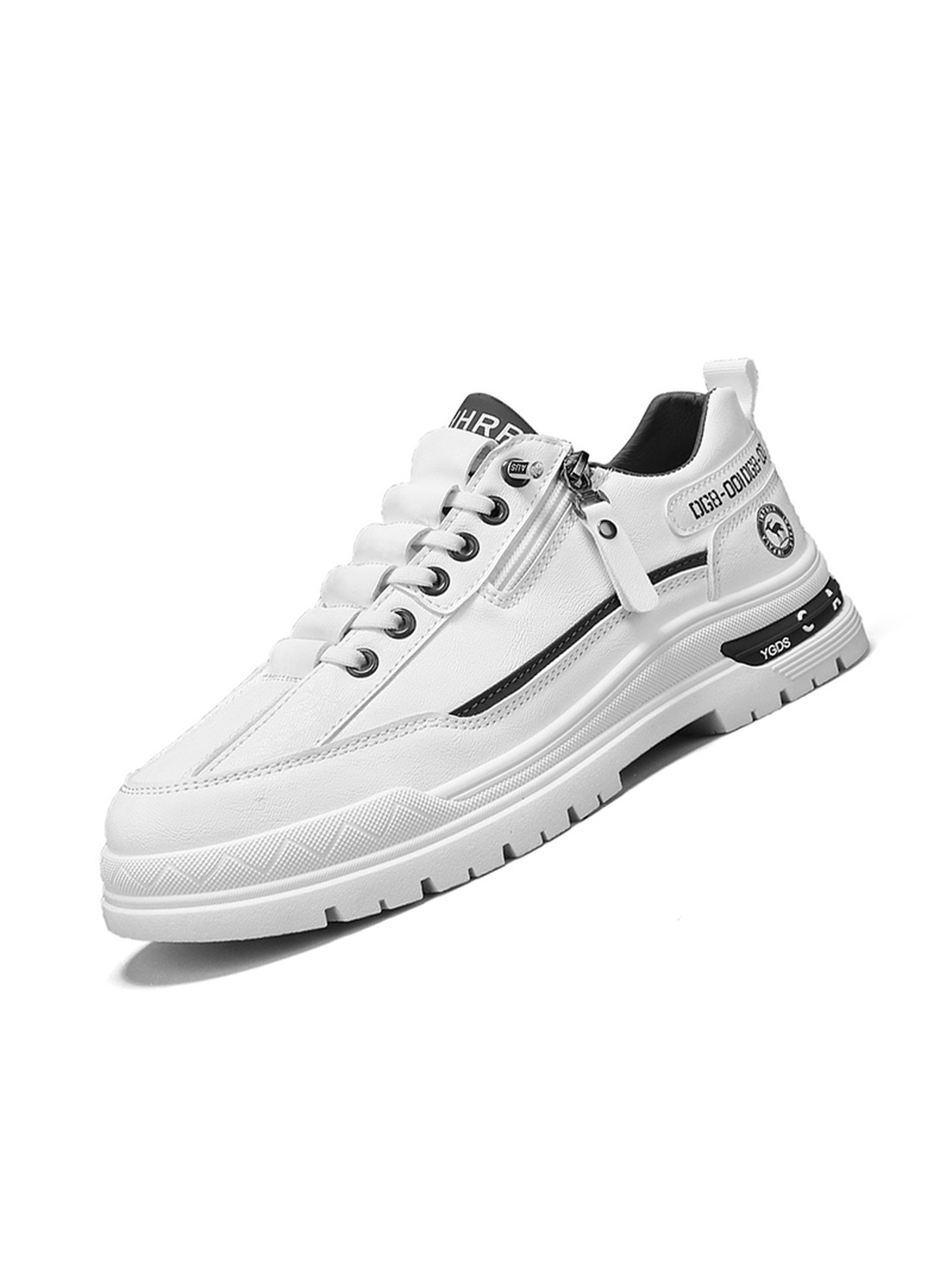 Men Grey Casual Sneakers with Zipper Detail