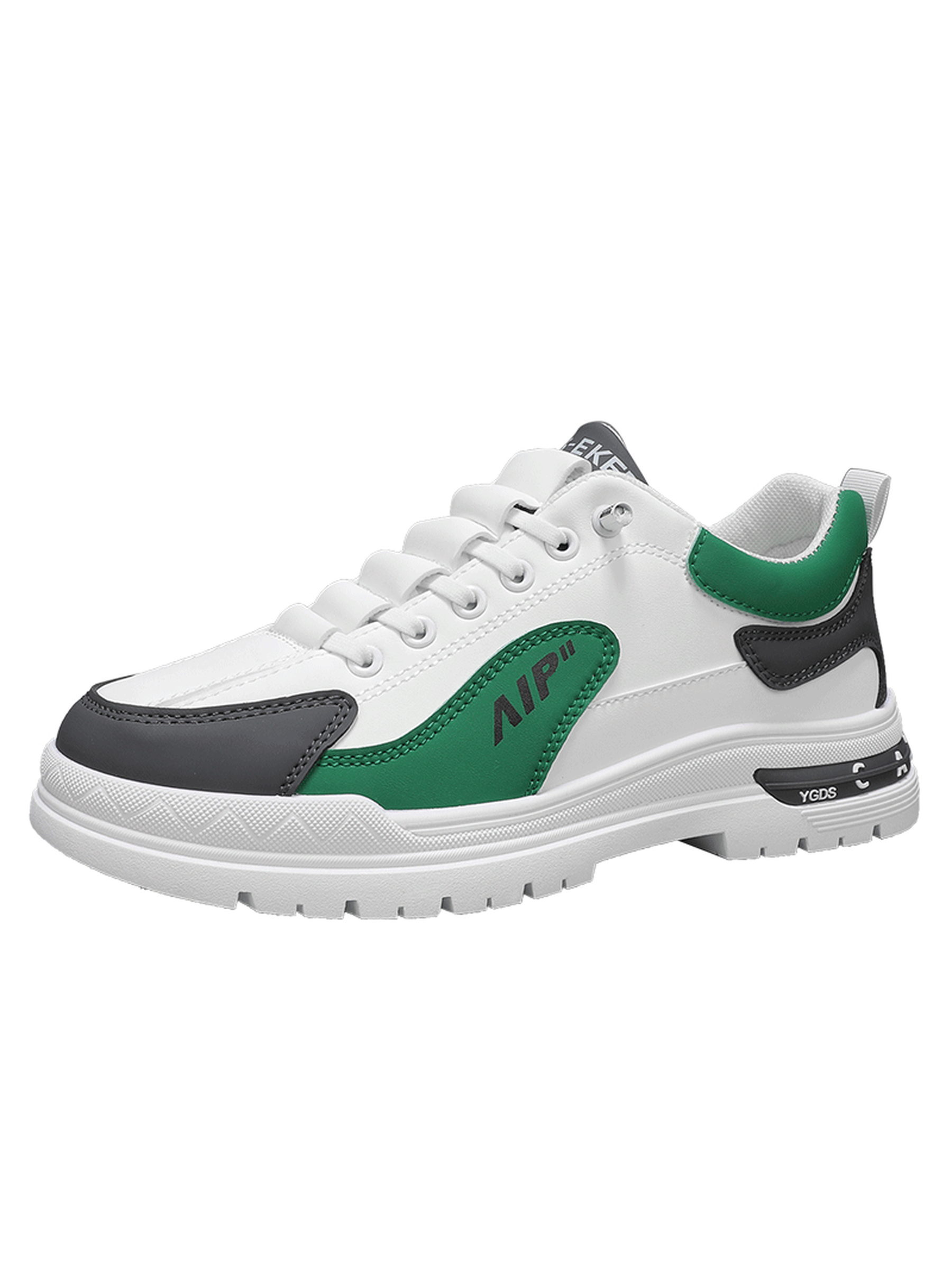 Men White and Green Casual Sneakers