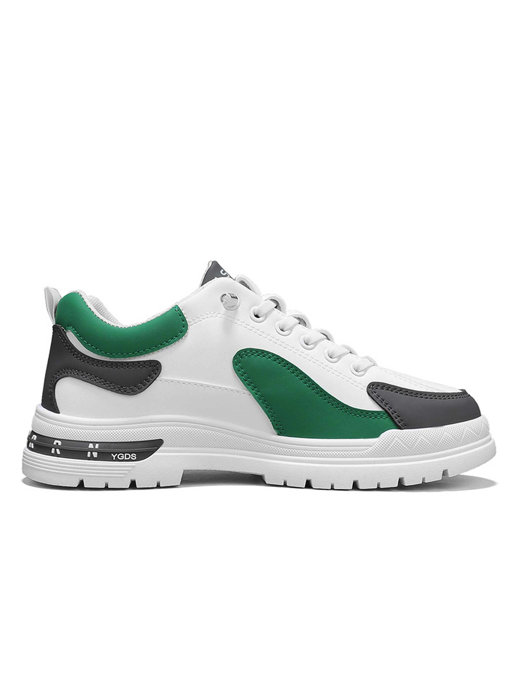 Men White and Green Casual Sneakers