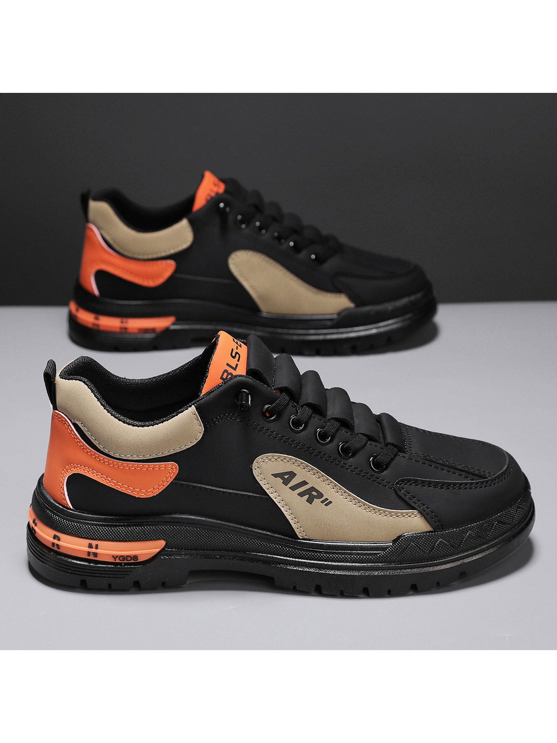 Men Black and Orange Casual Sneakers