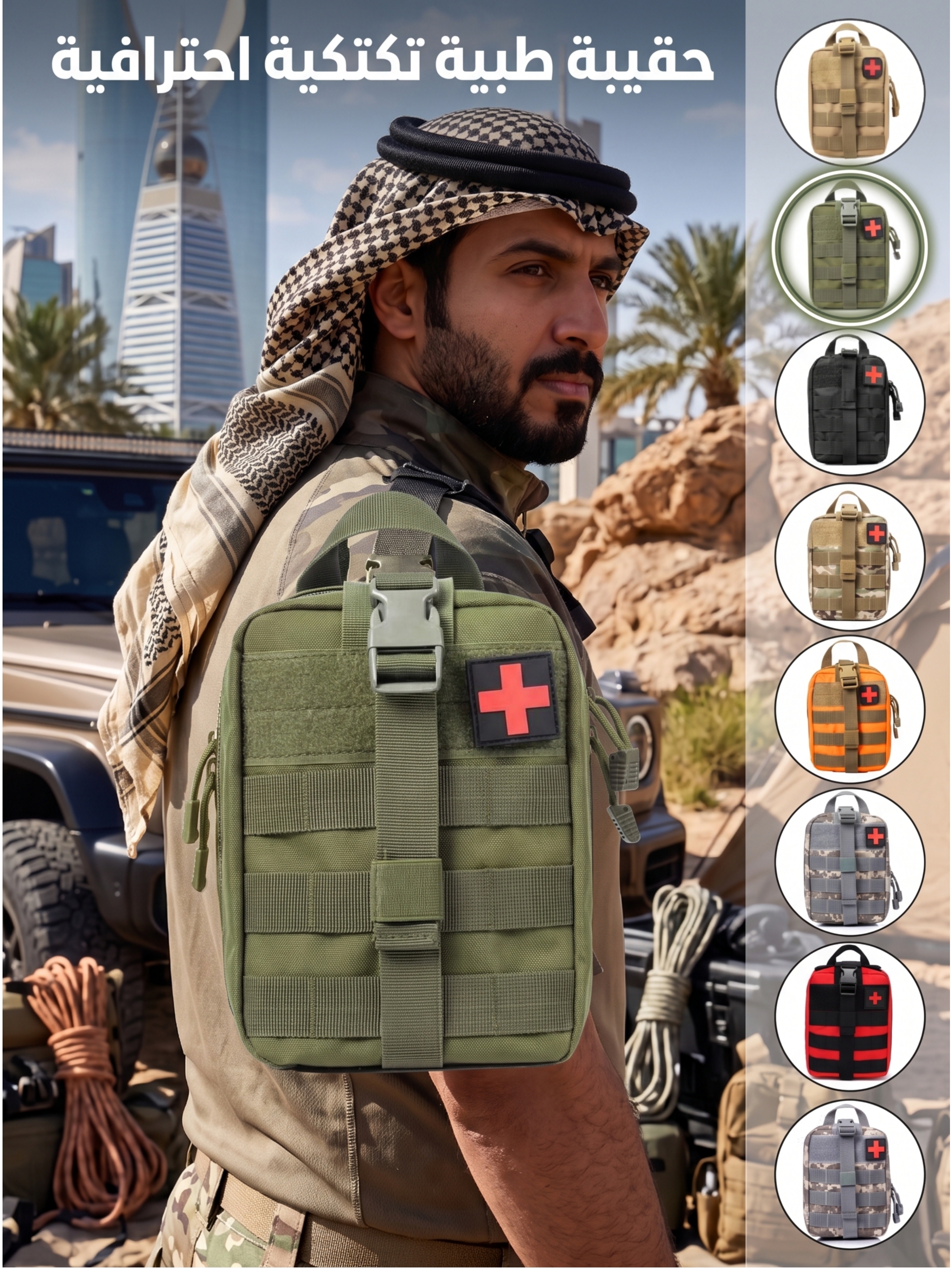 Tactical First Aid Pouch - Green MOLLE Medical Kit