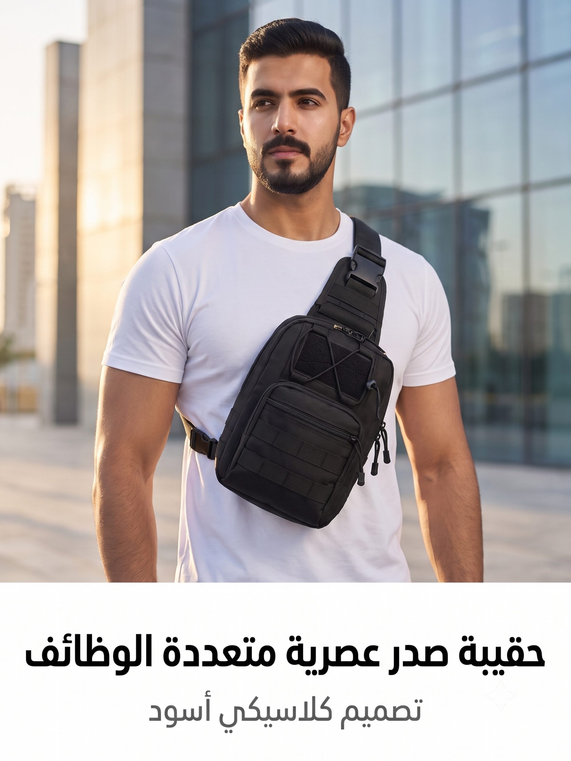 Men Black Plain Crossbody Sling Bag