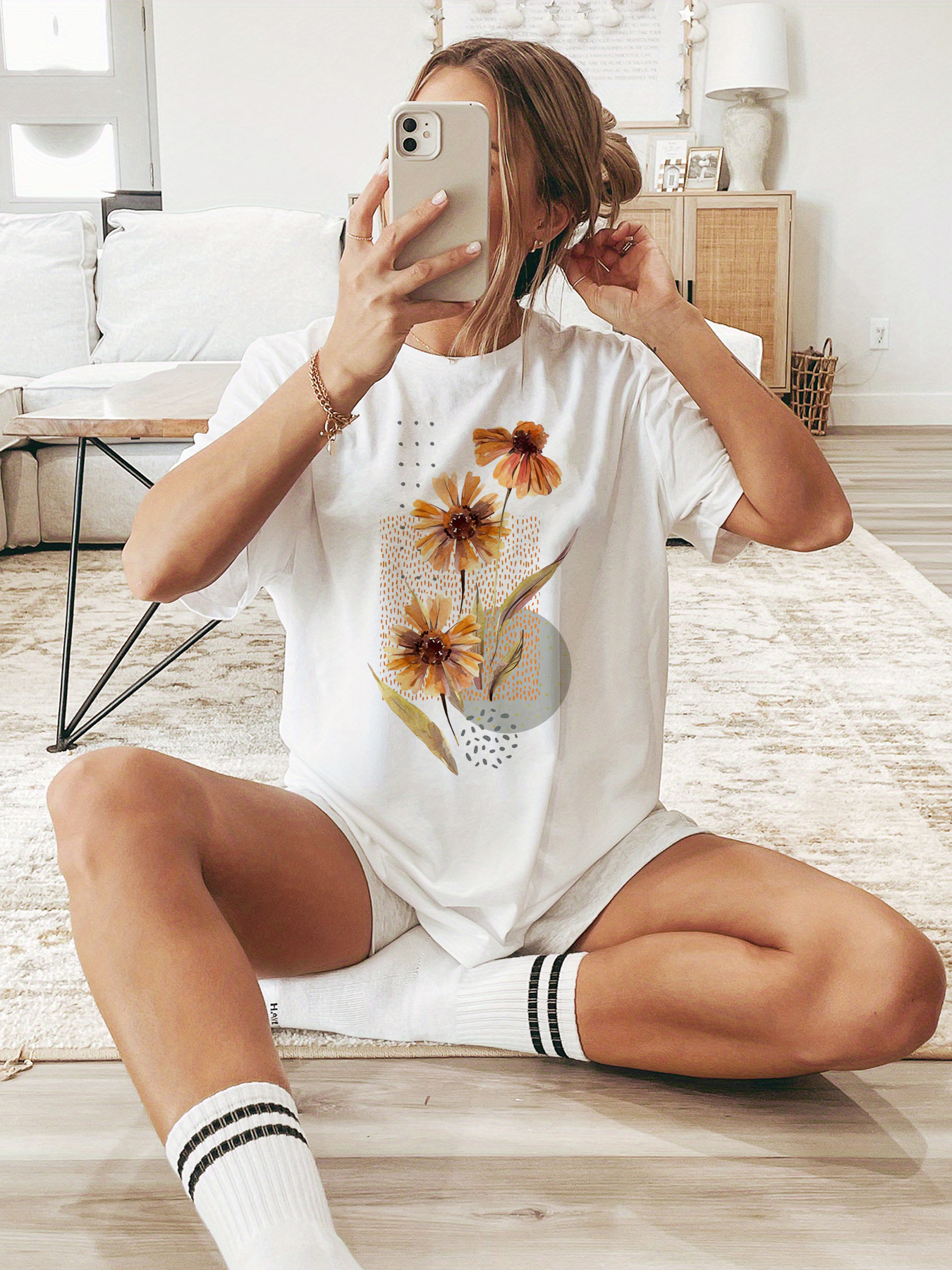 Printed Round Neck Short Sleeve T-Shirt
