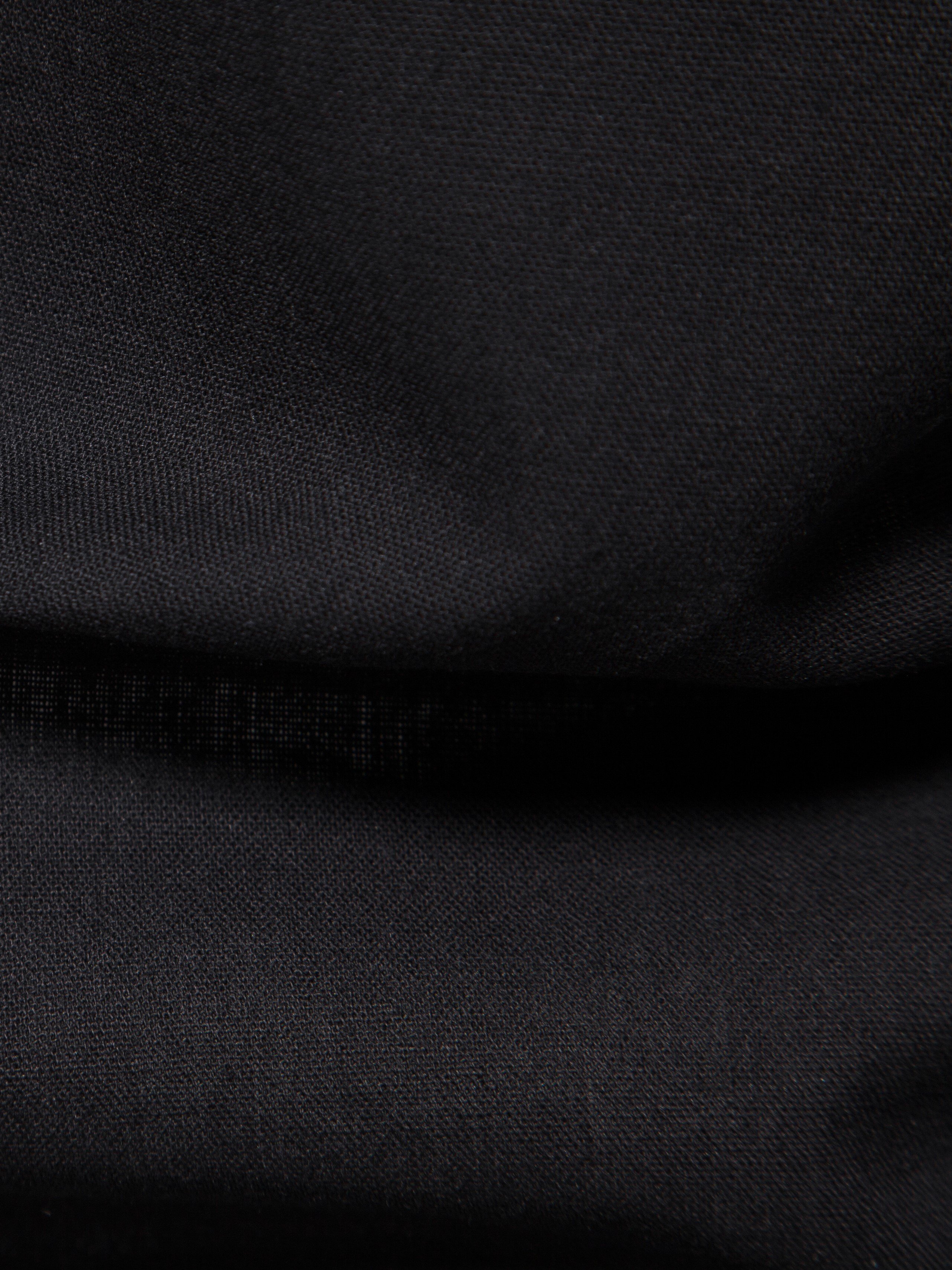 Men Black Short-Sleeve Stand Collar Shirt