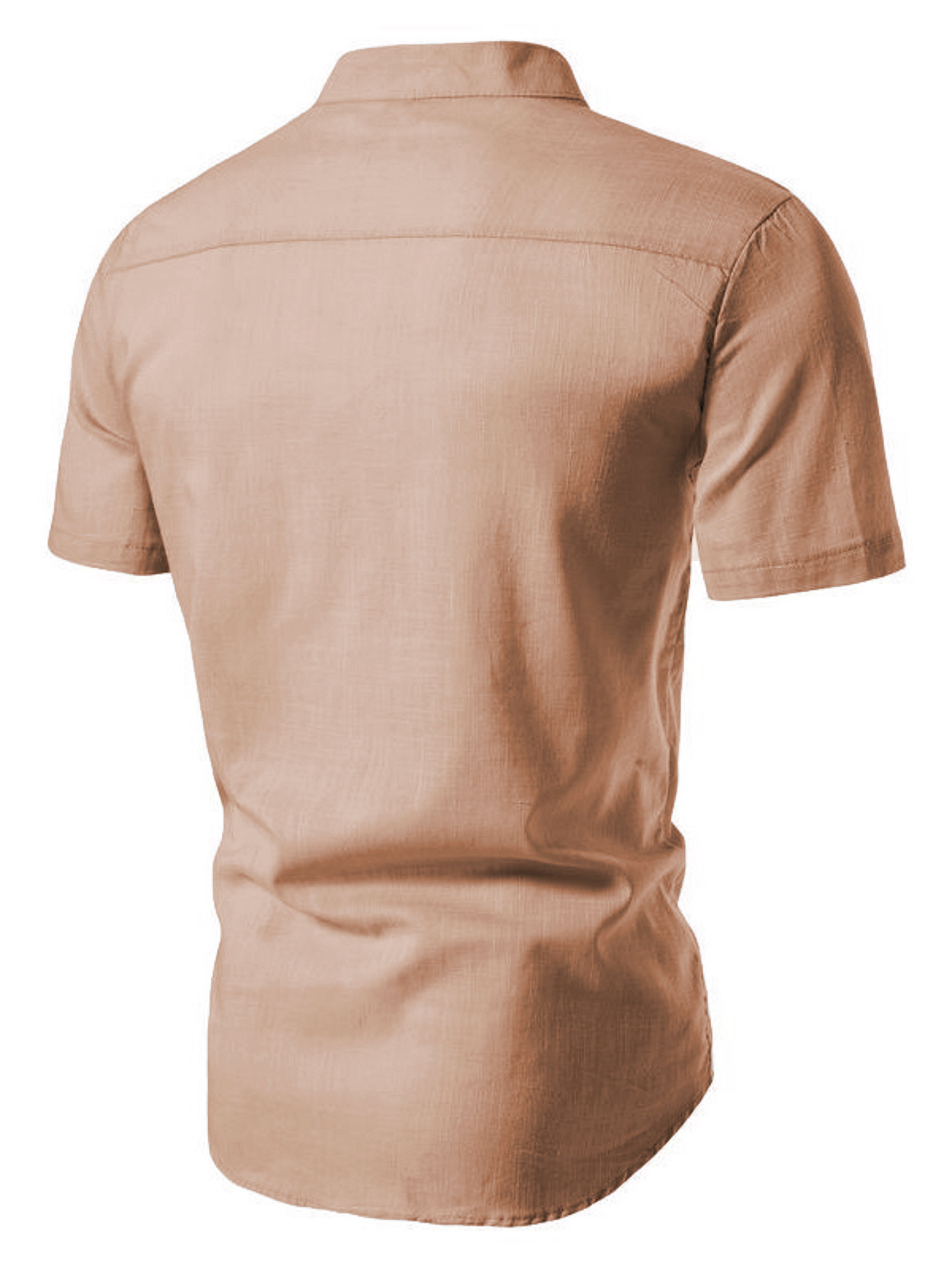 Men Solid Short Sleeve Stand-Up Collar Short Sleeve Shirt