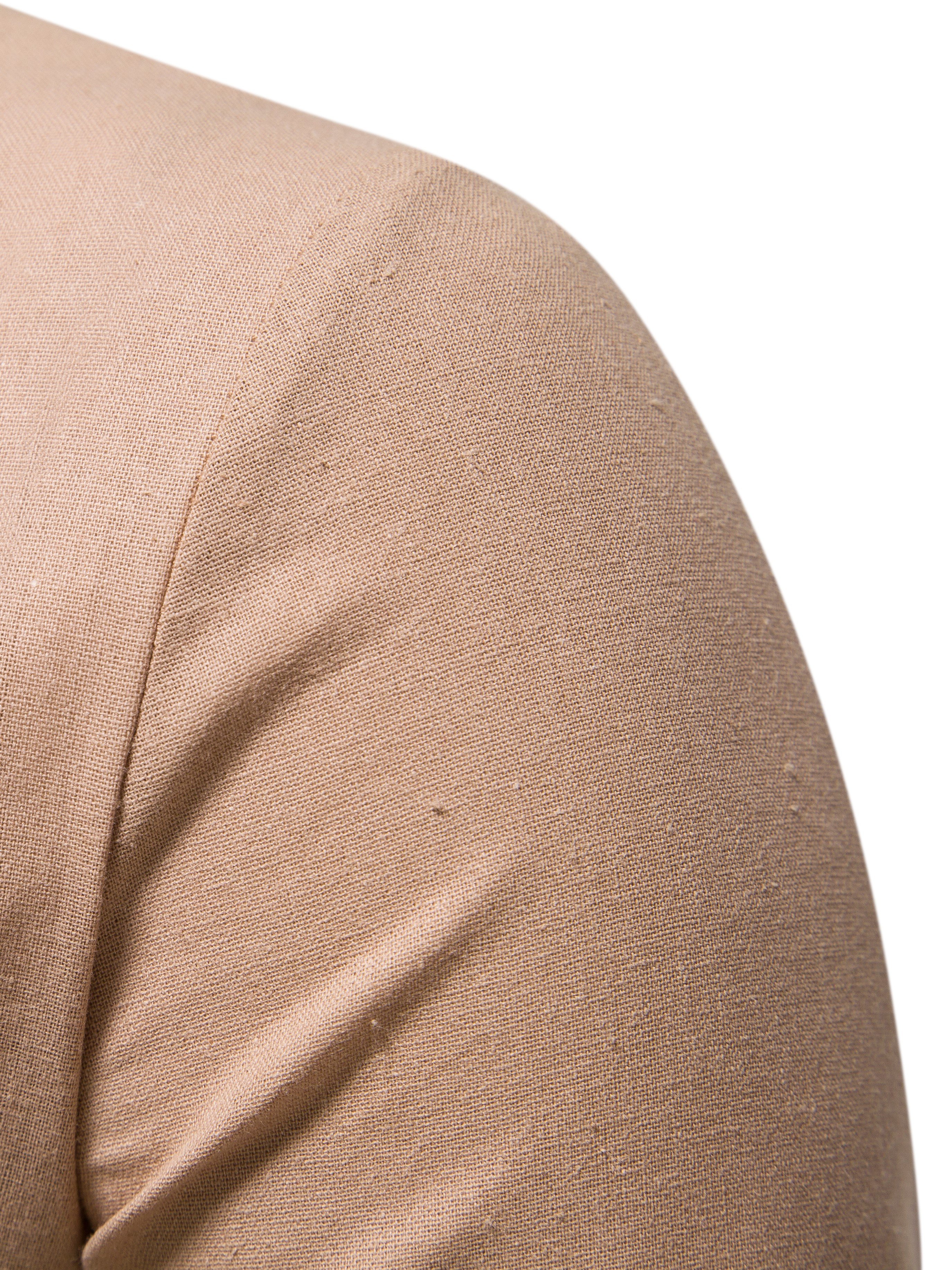Men Solid Short Sleeve Stand-Up Collar Short Sleeve Shirt