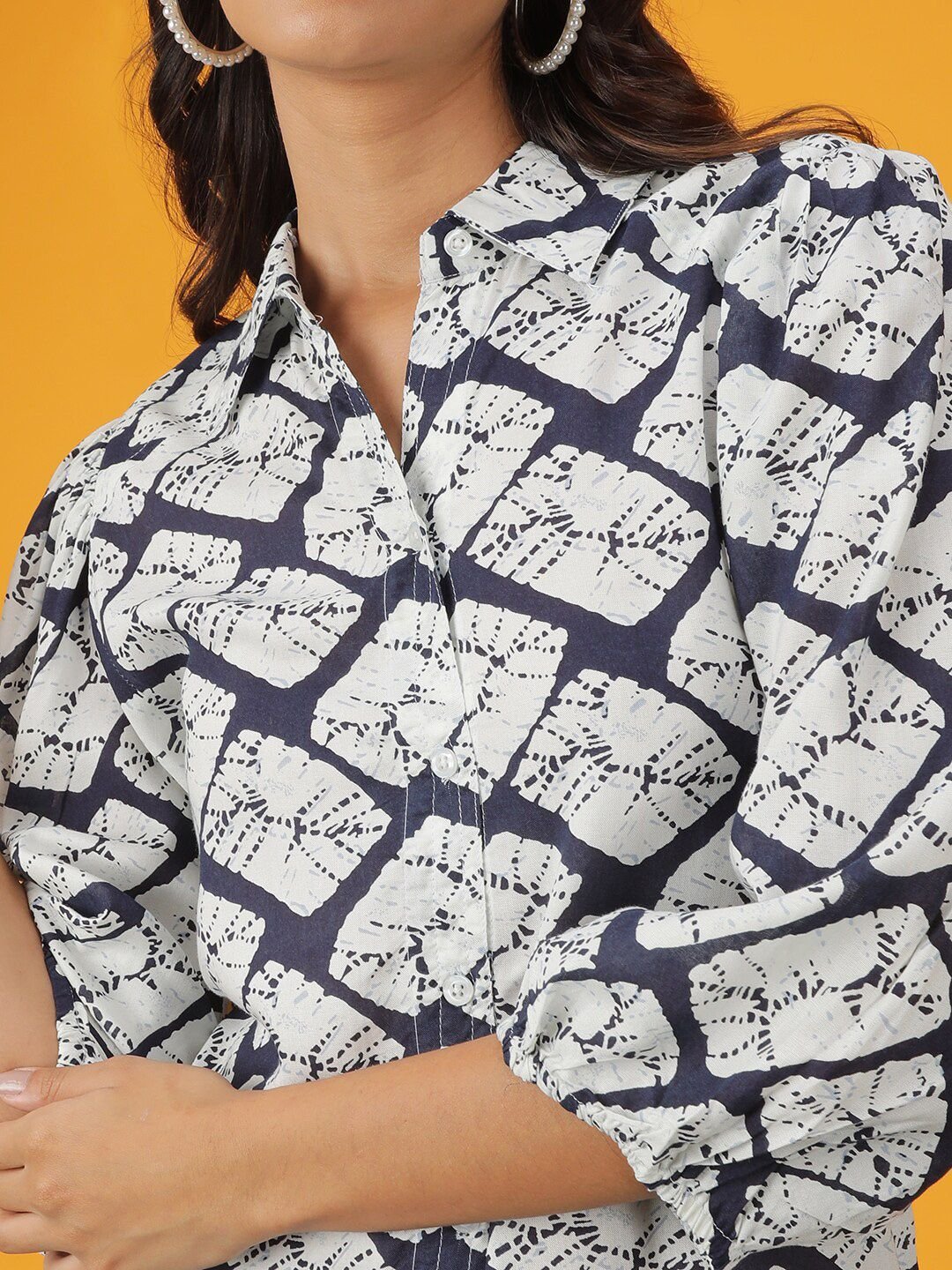 Multi Printed Collared Shirt Midi Dress