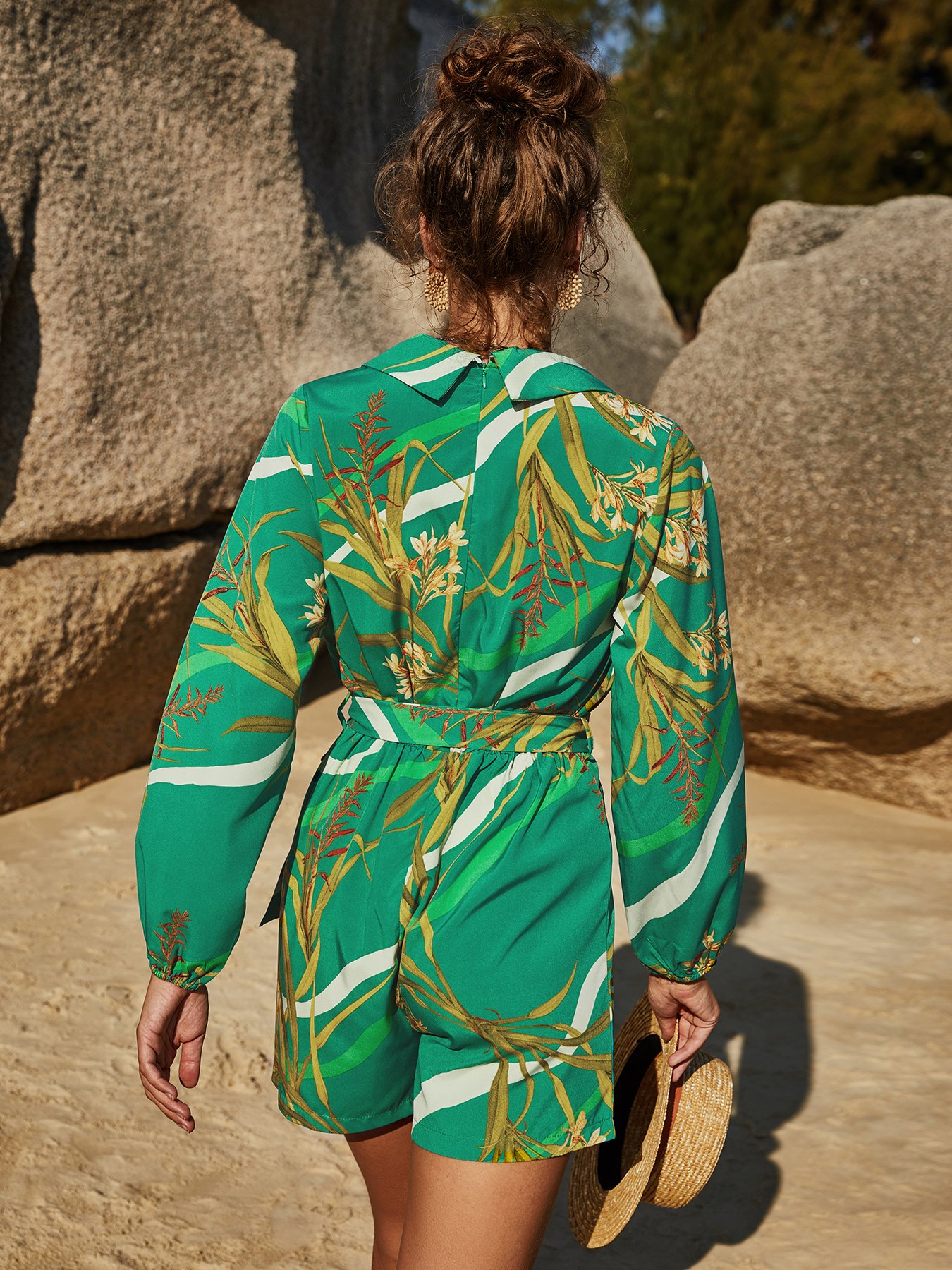 Abstract Print Green Romper