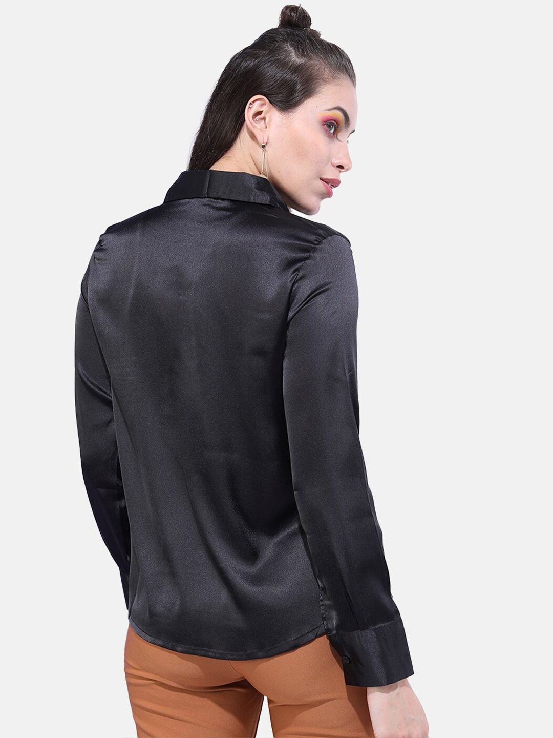 Black Solid Long Sleeves Regular Shirt
