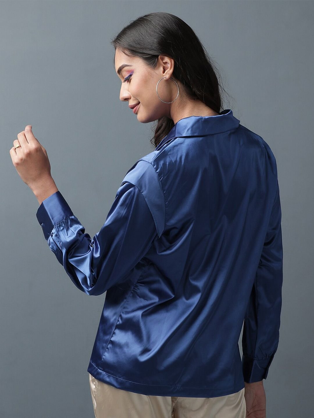 Blue Solid Long Sleeves Regular Shirt