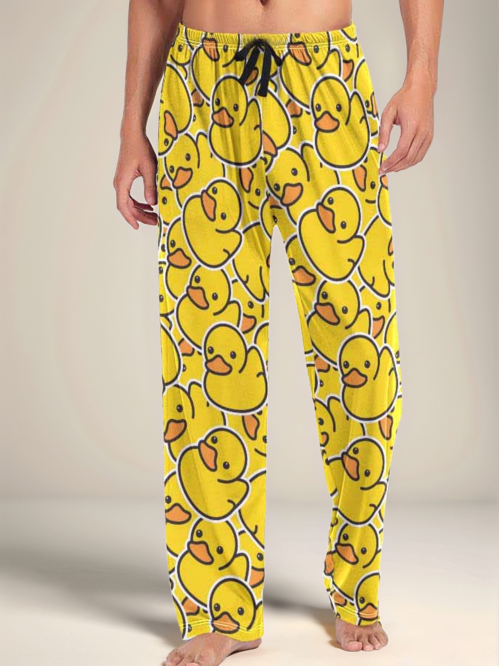 Men Yellow Rubber Duck Graphic Pajama Pants