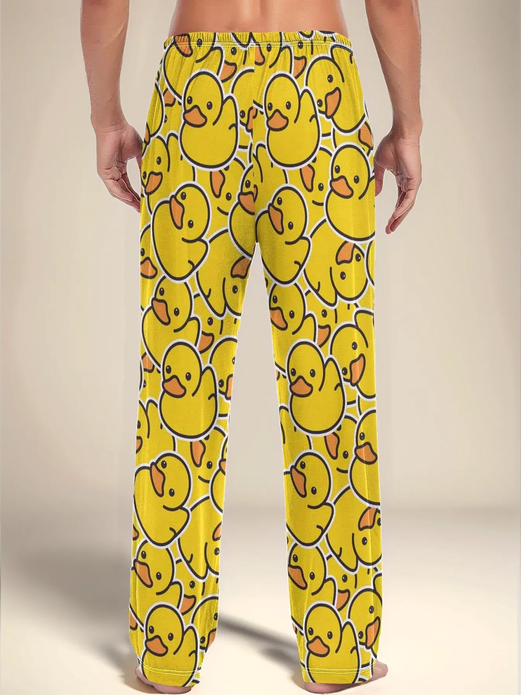 Men Yellow Rubber Duck Graphic Pajama Pants