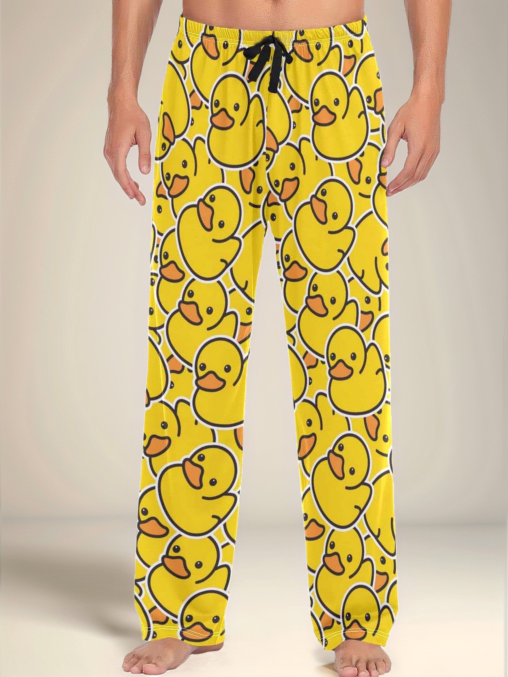 Men Yellow Rubber Duck Graphic Pajama Pants
