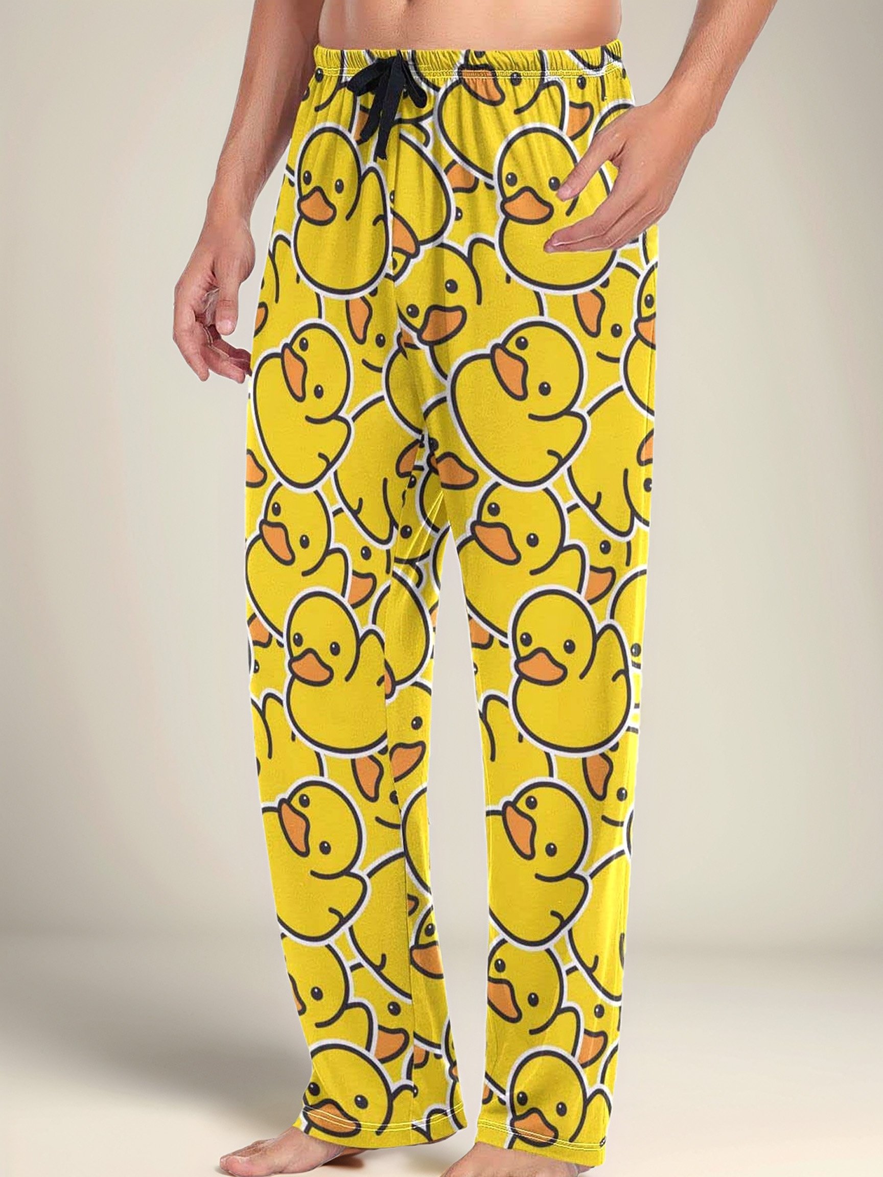 Men Yellow Rubber Duck Graphic Pajama Pants