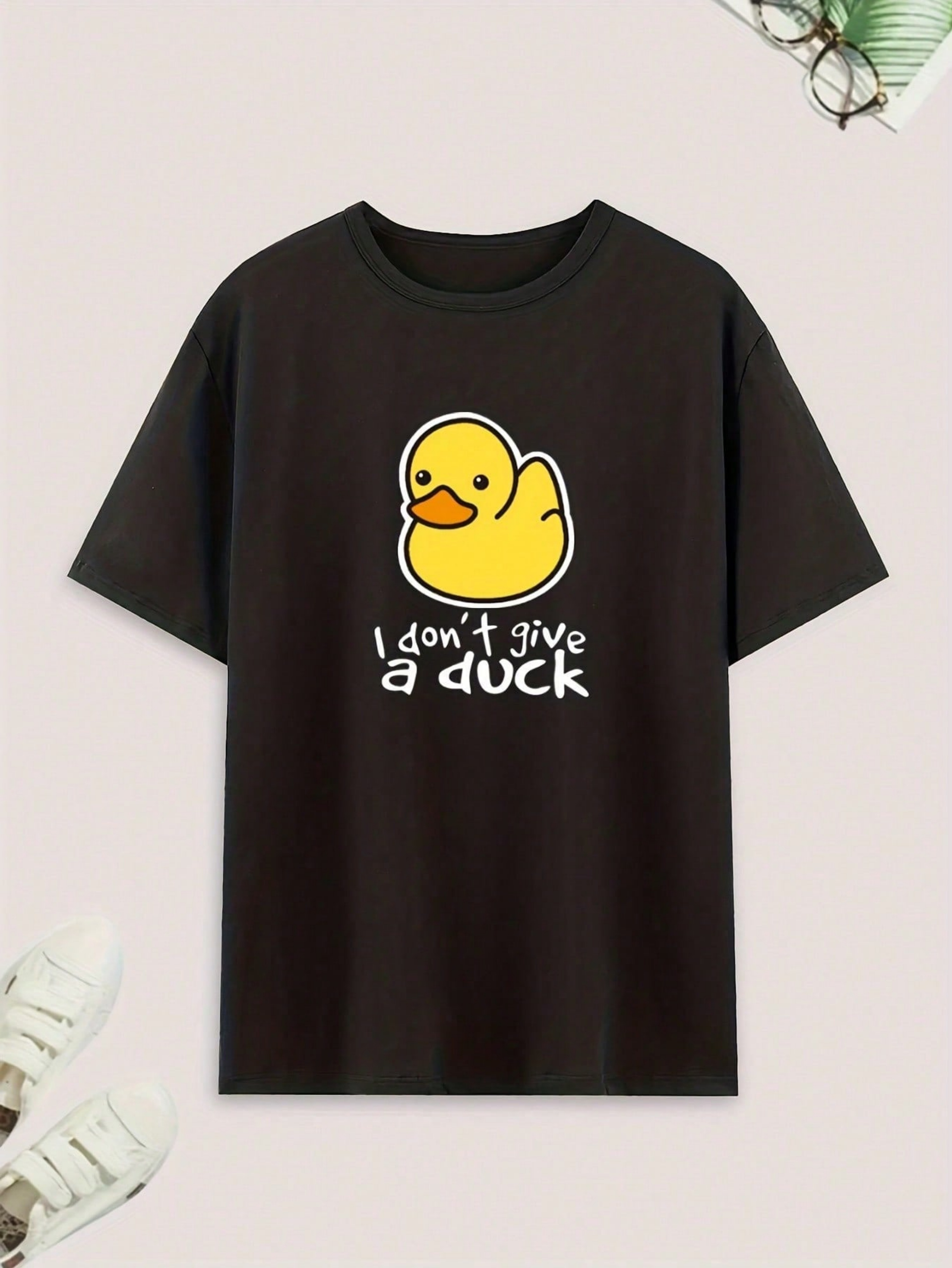 Men Duck Print Black T-Shirt and Pyjama Set