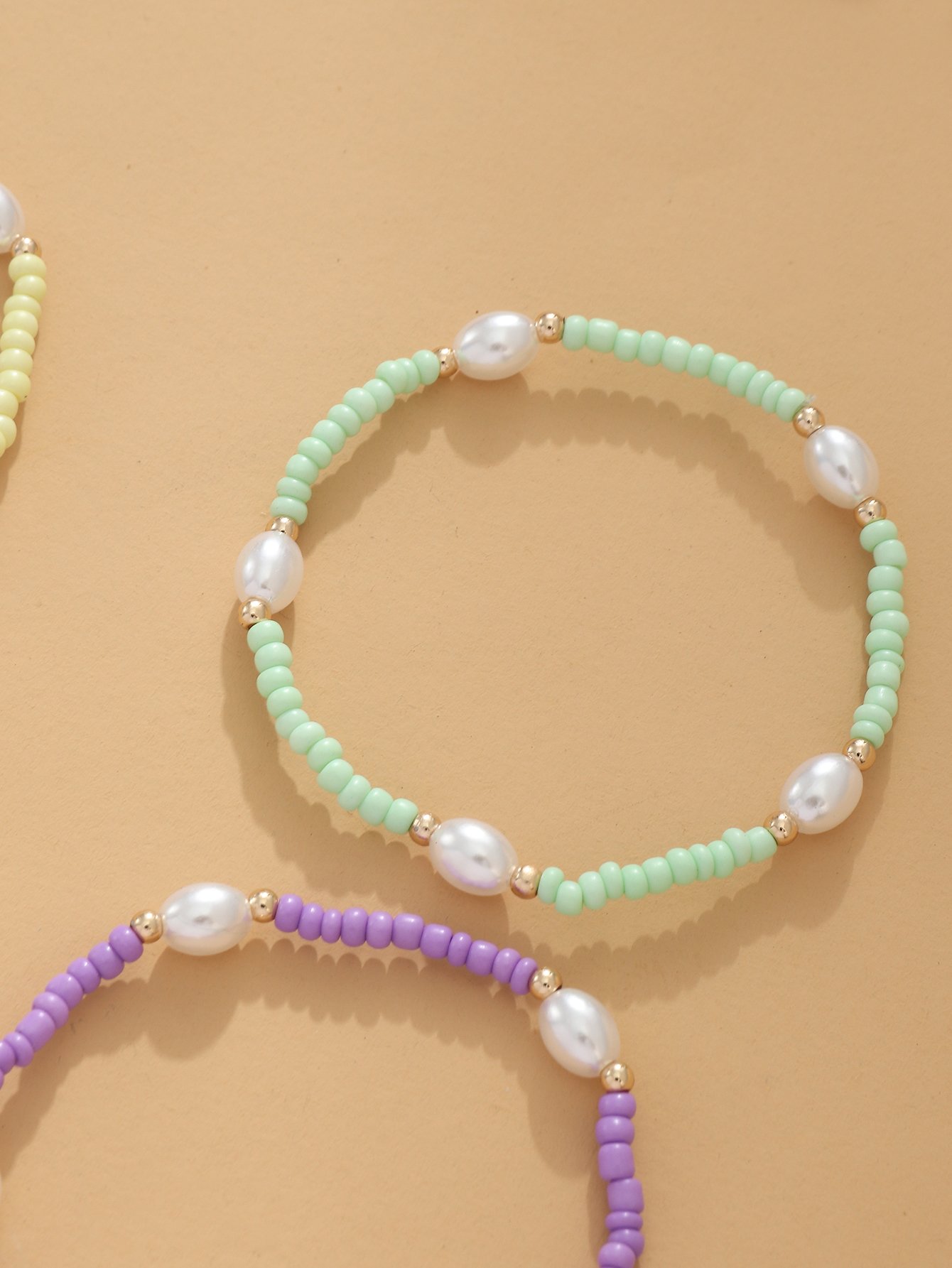 6-Piece Colorful Beaded and Faux Pearl Bracelet Set
