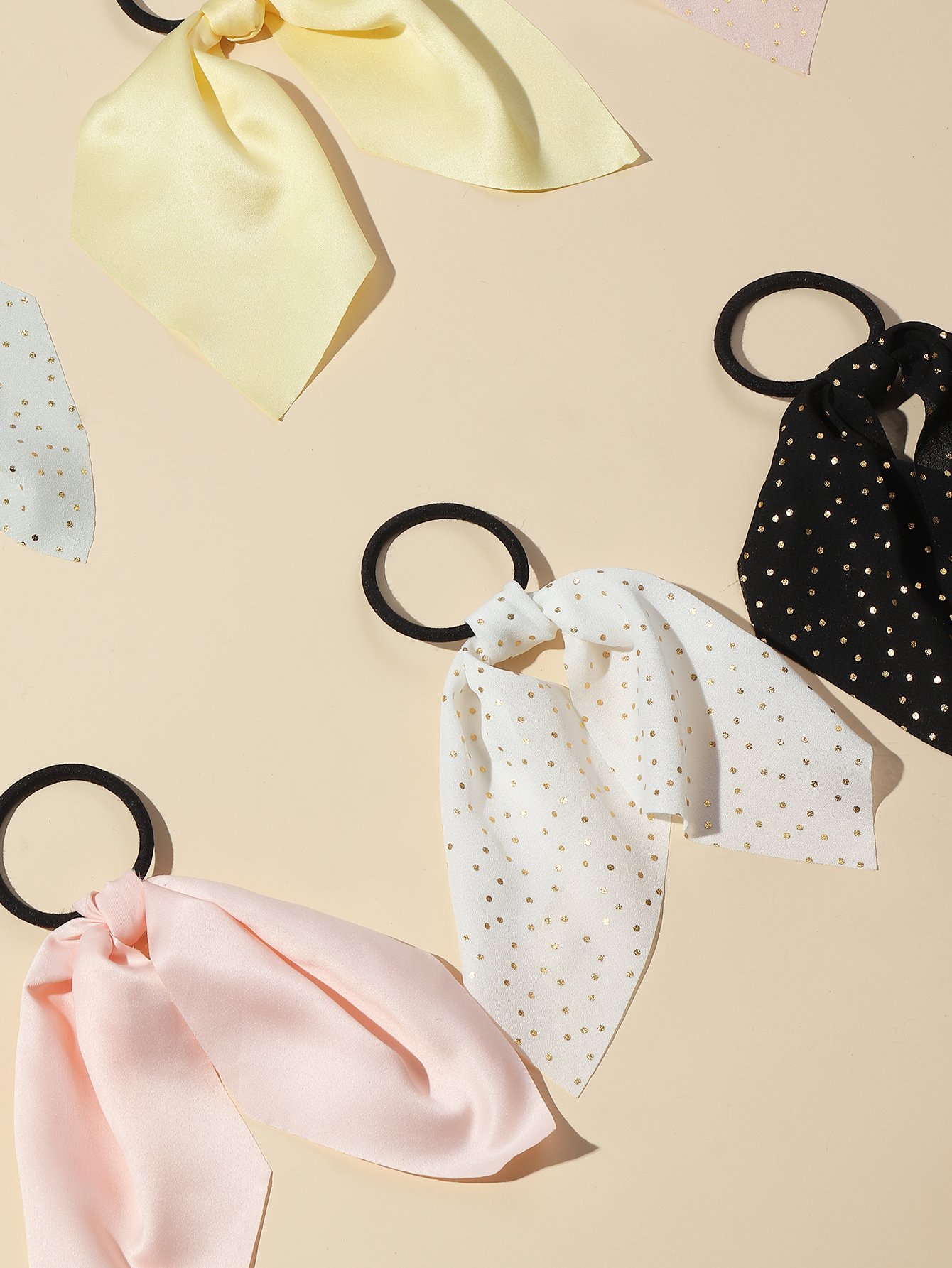 Multi-Color Hair Tie Set with Ribbon Details