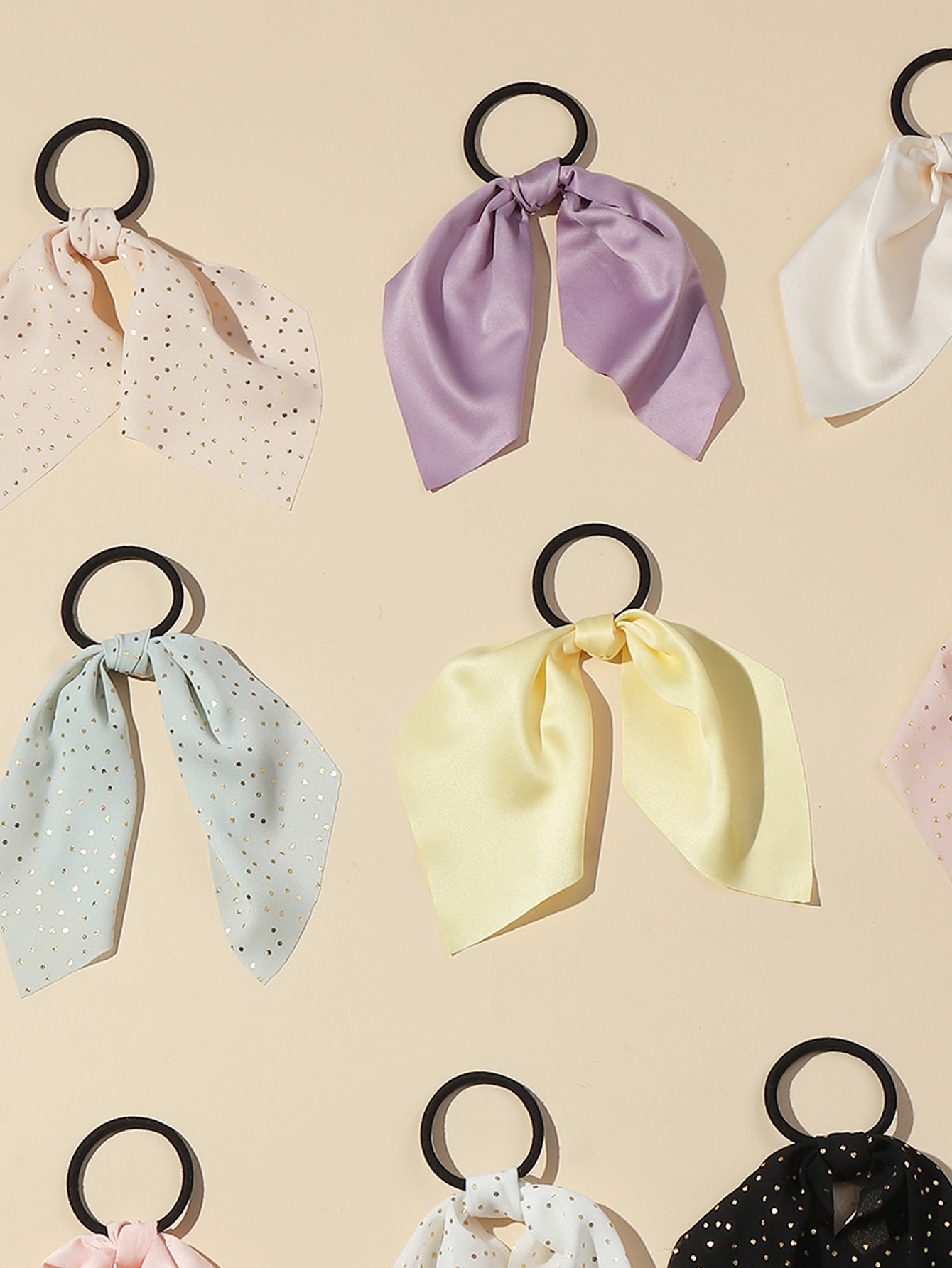 Multi-Color Hair Tie Set with Ribbon Details