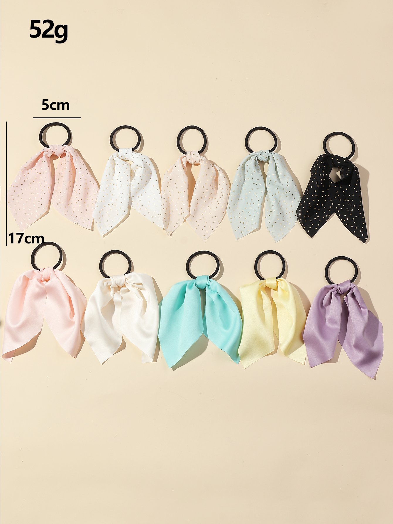 Multi-Color Hair Tie Set with Ribbon Details