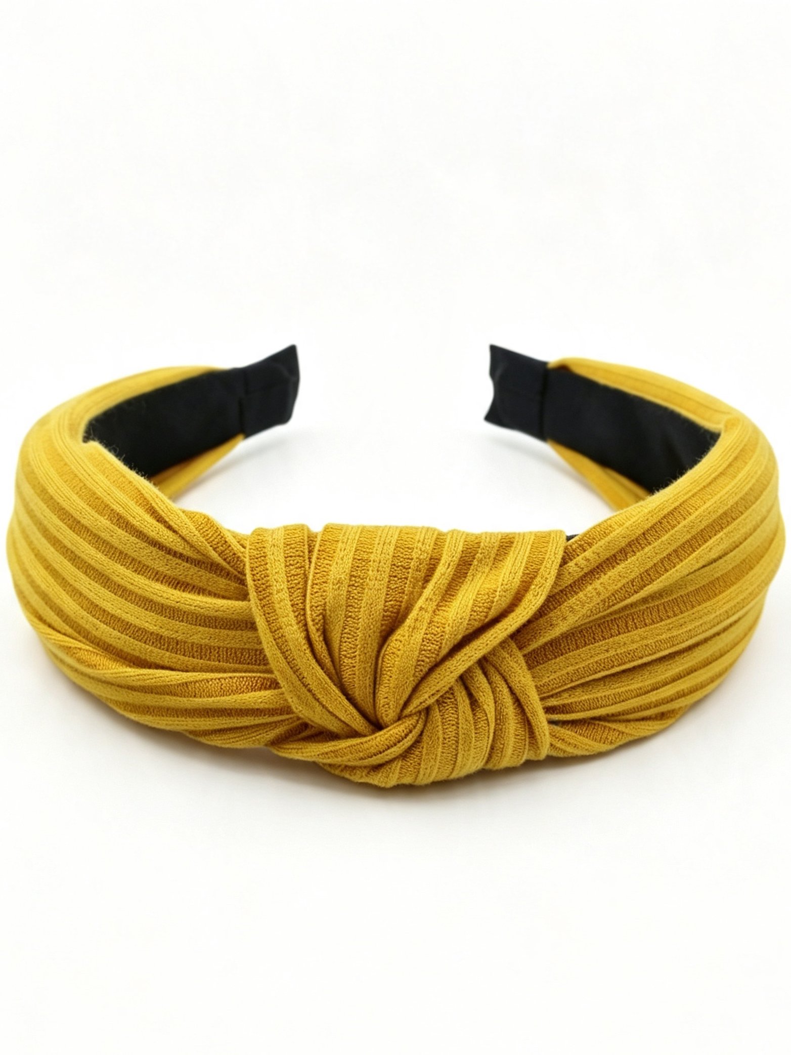 Mustard Yellow Ribbed Knot Headband
