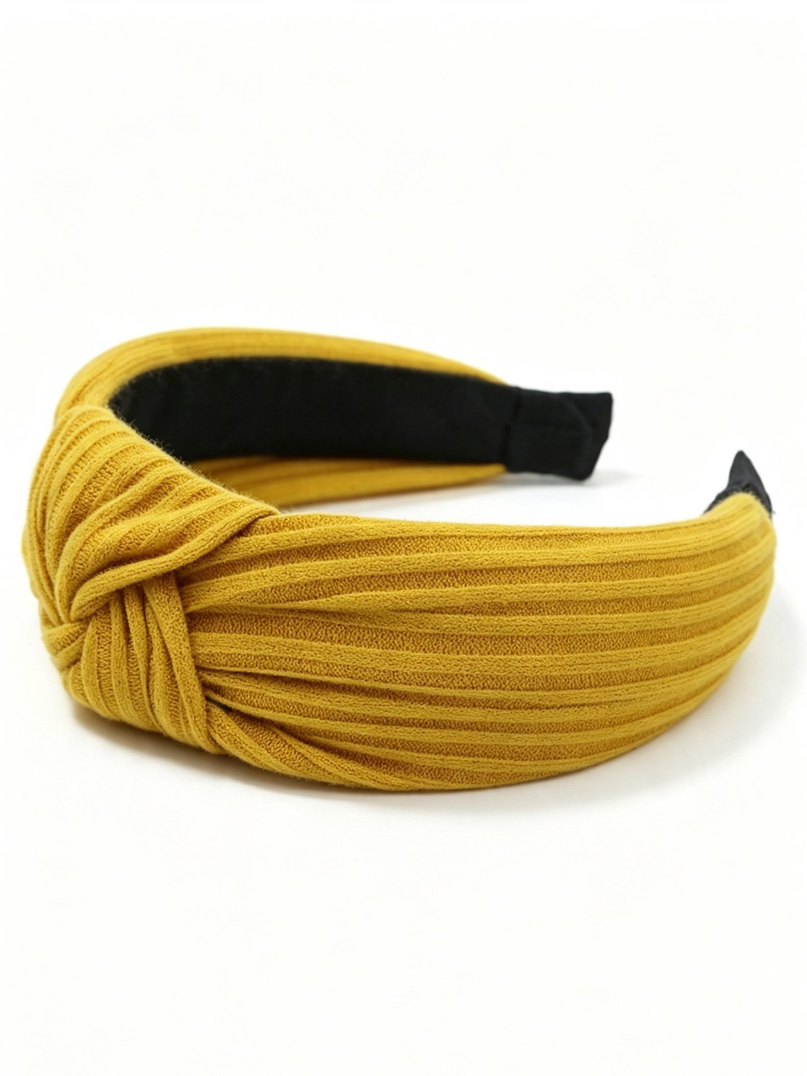Mustard Yellow Ribbed Knot Headband