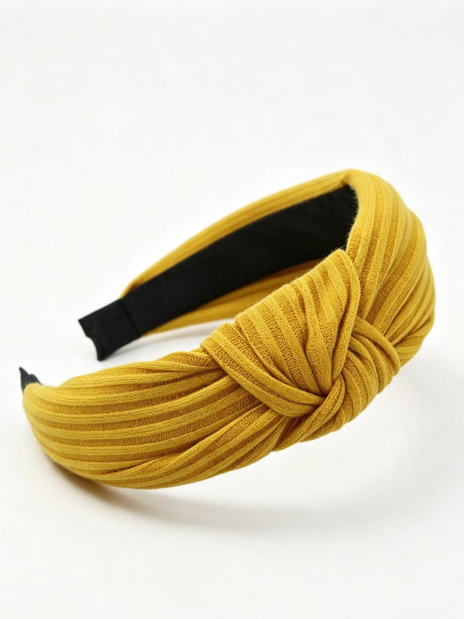 Mustard Yellow Ribbed Knot Headband