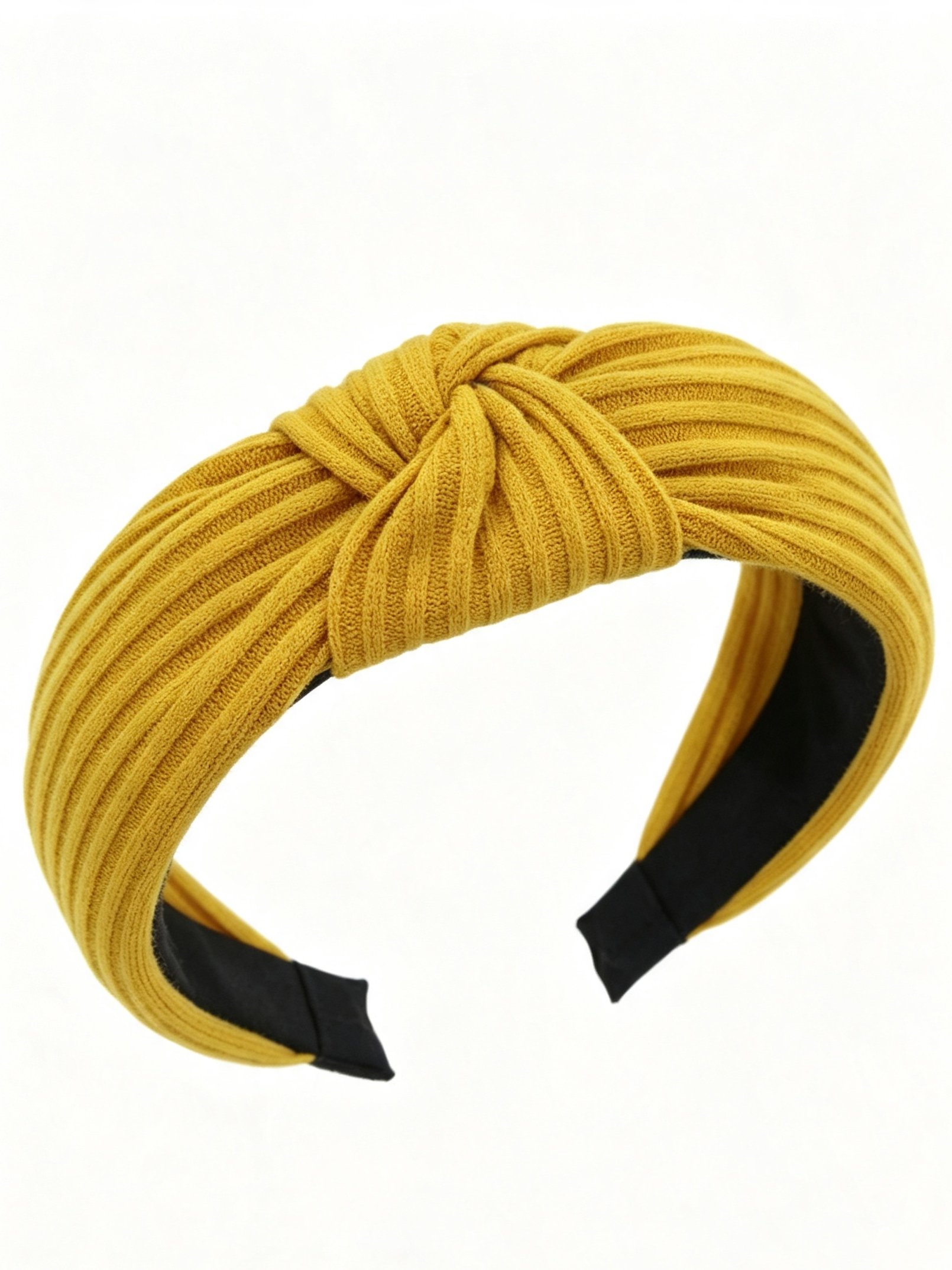 Mustard Yellow Ribbed Knot Headband