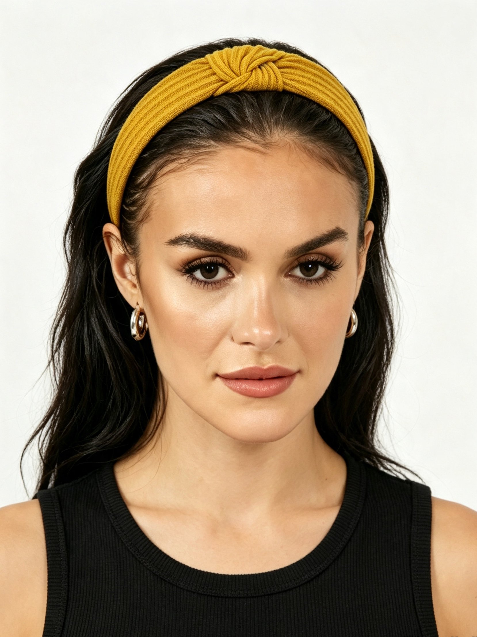 Mustard Yellow Ribbed Knot Headband