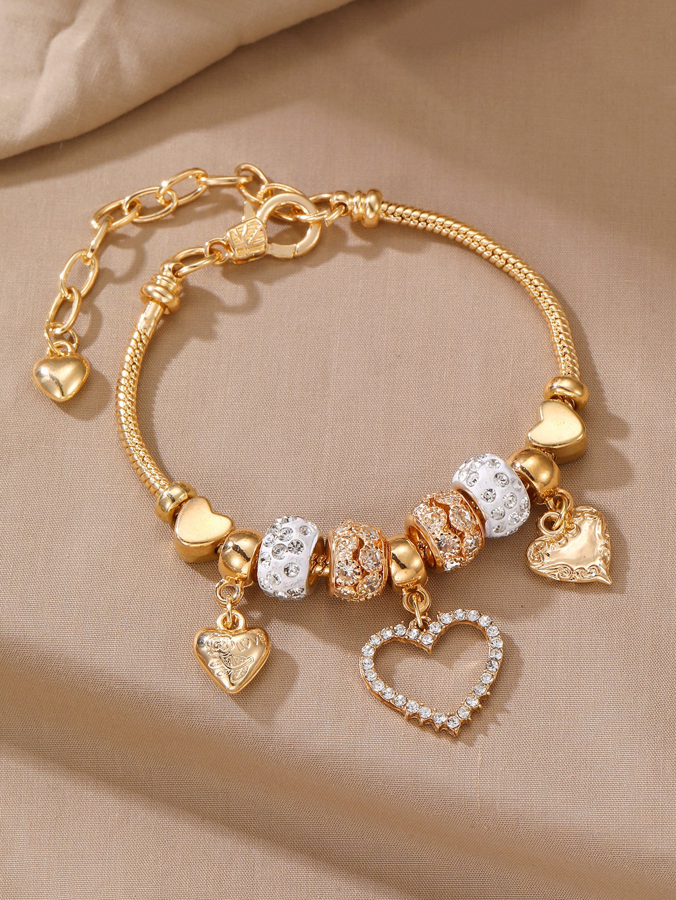 Gold Heart Charm Bracelet
