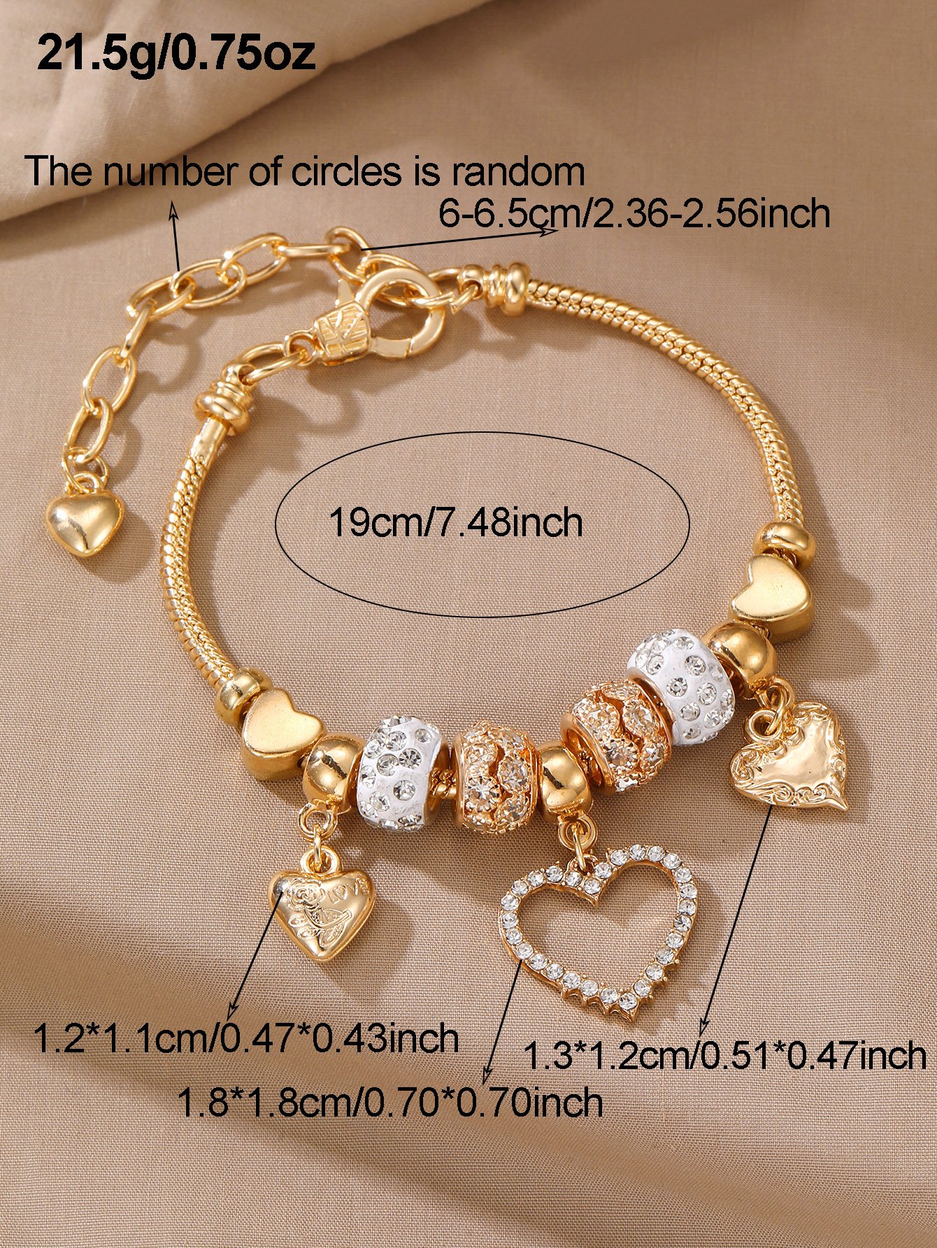 Gold Heart Charm Bracelet