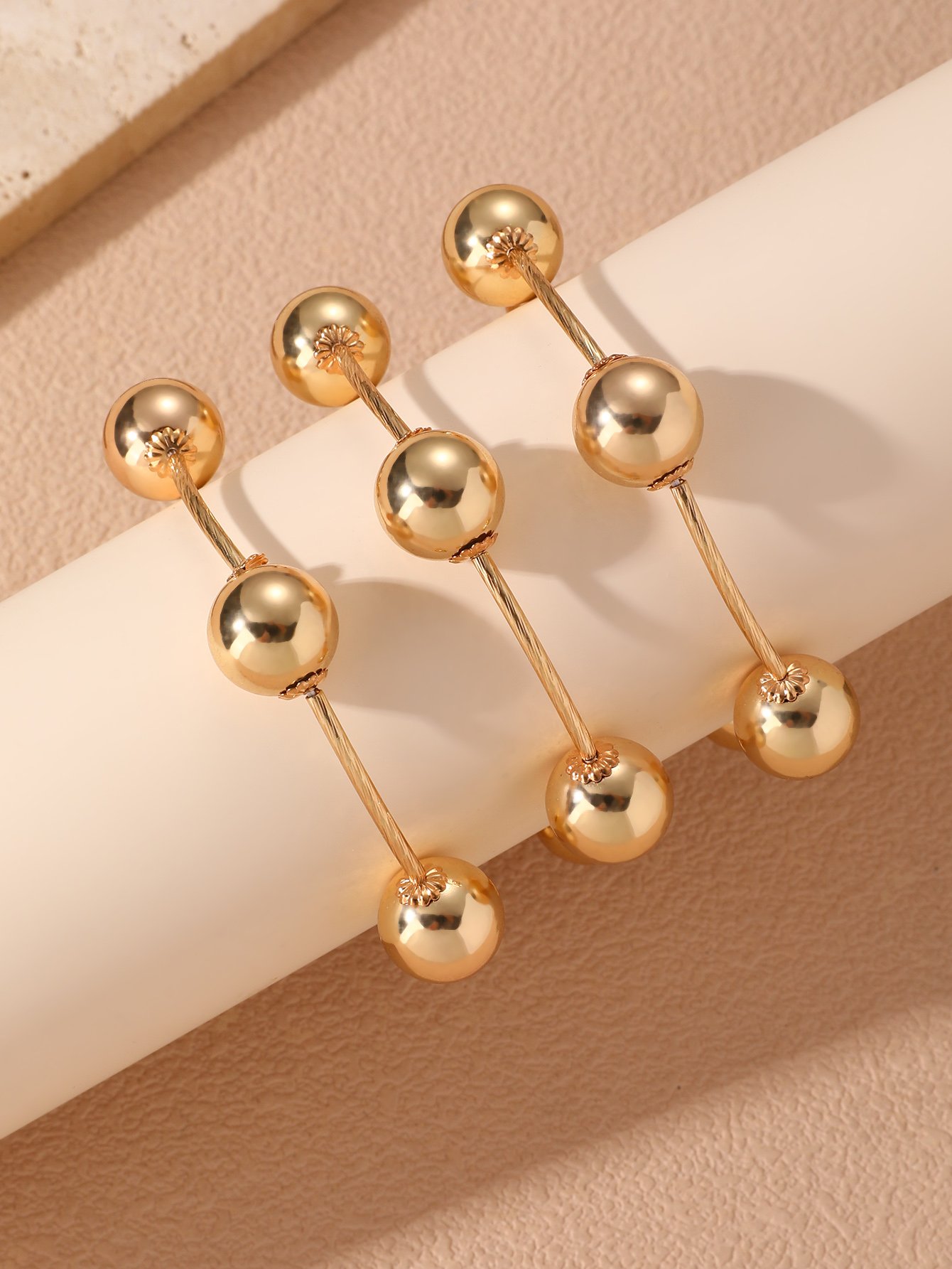 3-Piece Color Block Faux Pearl Bracelet Set