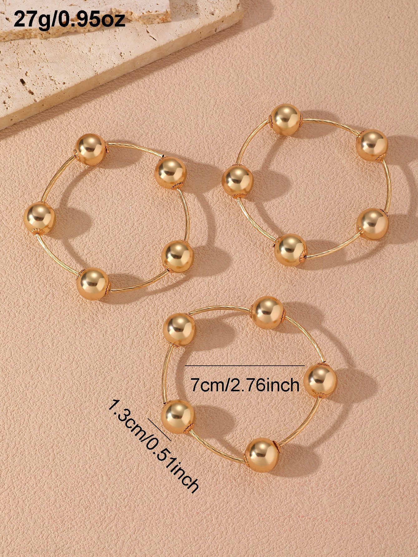3-Piece Color Block Faux Pearl Bracelet Set