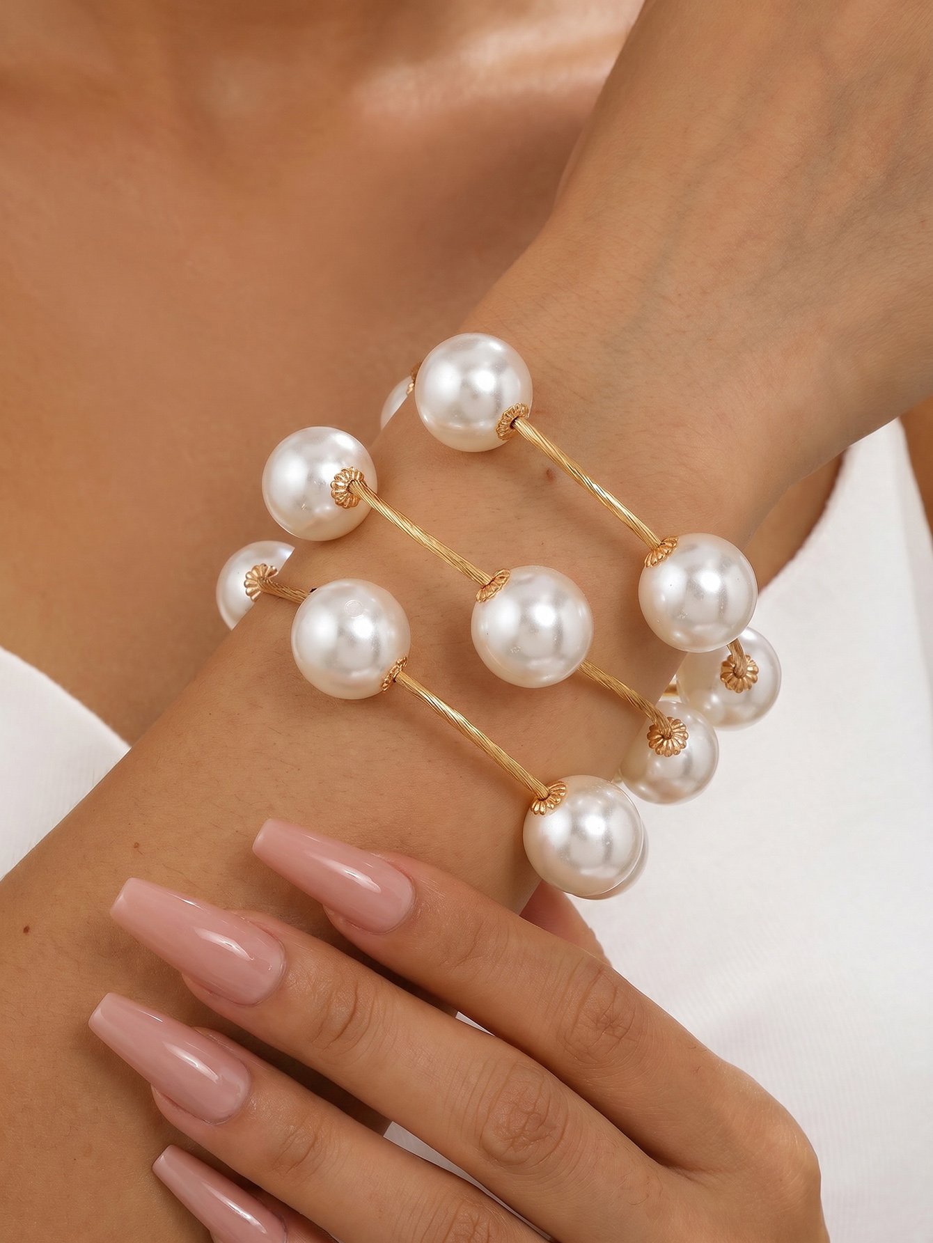 3-Piece Faux Pearl Bracelet Set