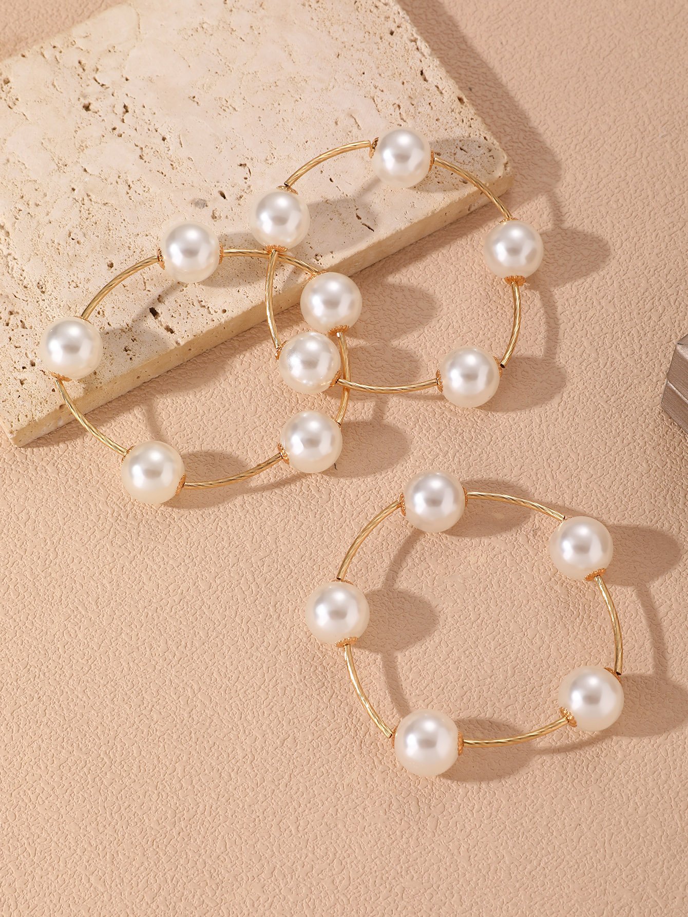 3-Piece Faux Pearl Bracelet Set