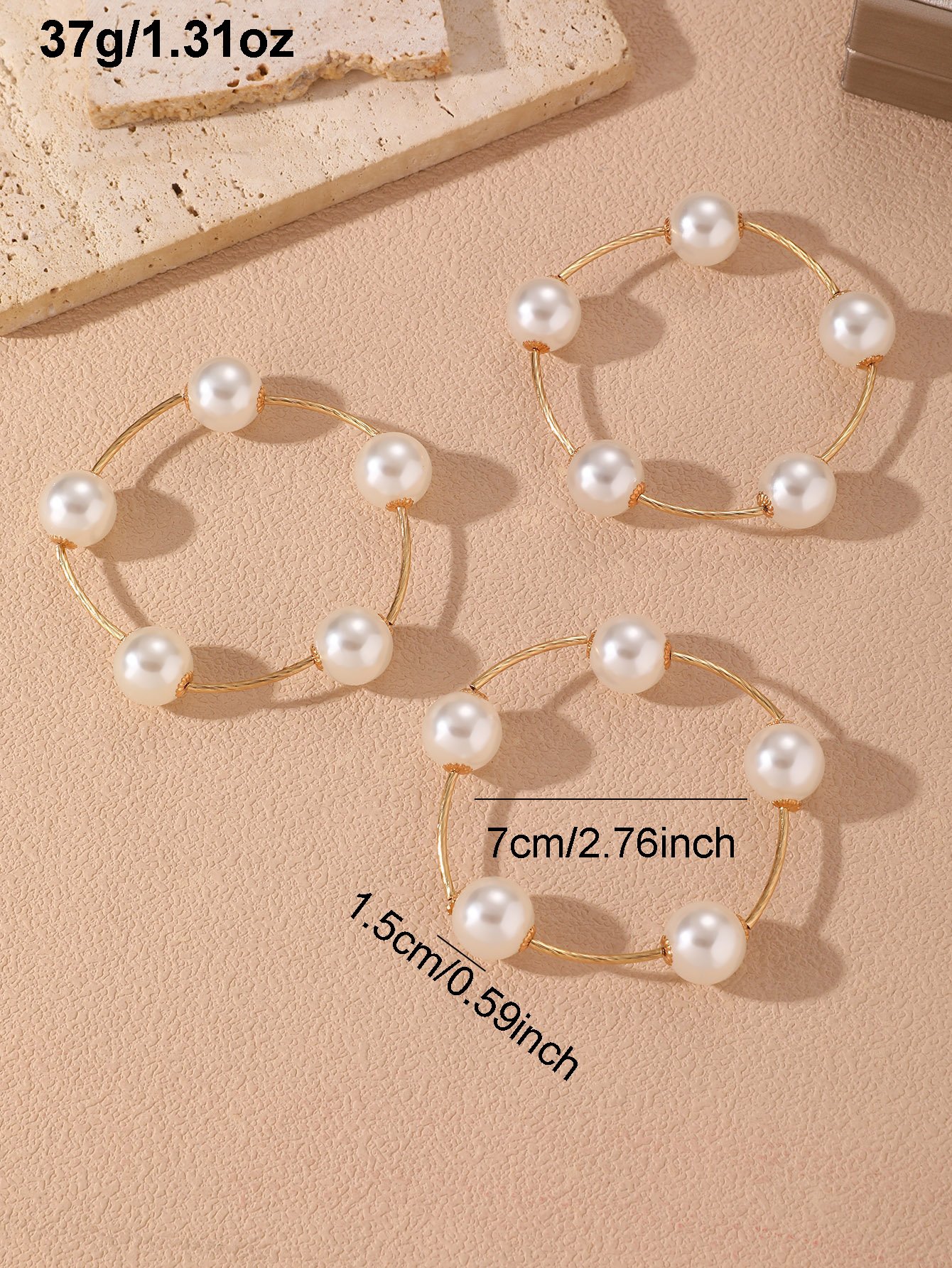 3-Piece Faux Pearl Bracelet Set