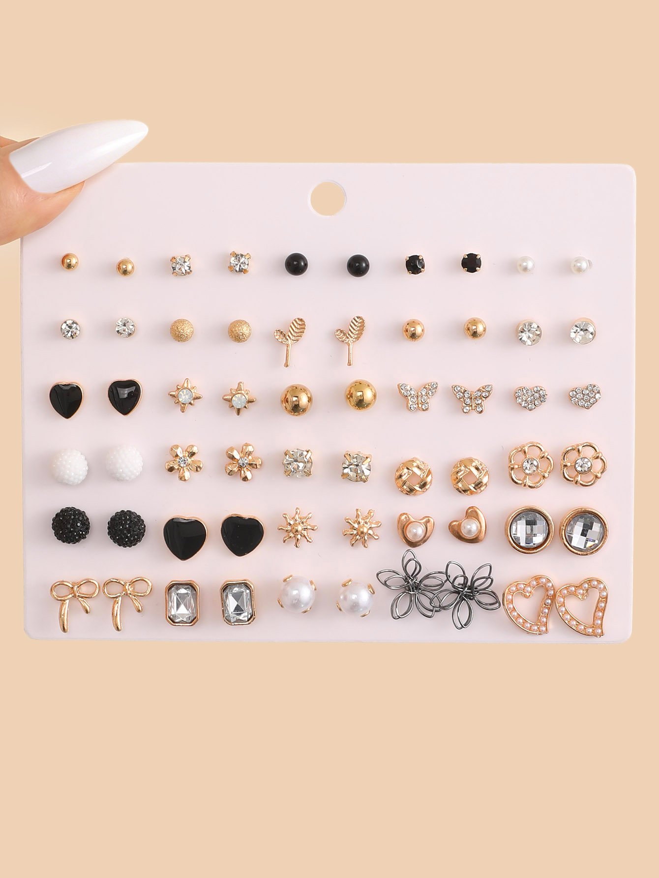 Multi-Color Assorted Stud Earrings Set - 30 Pairs